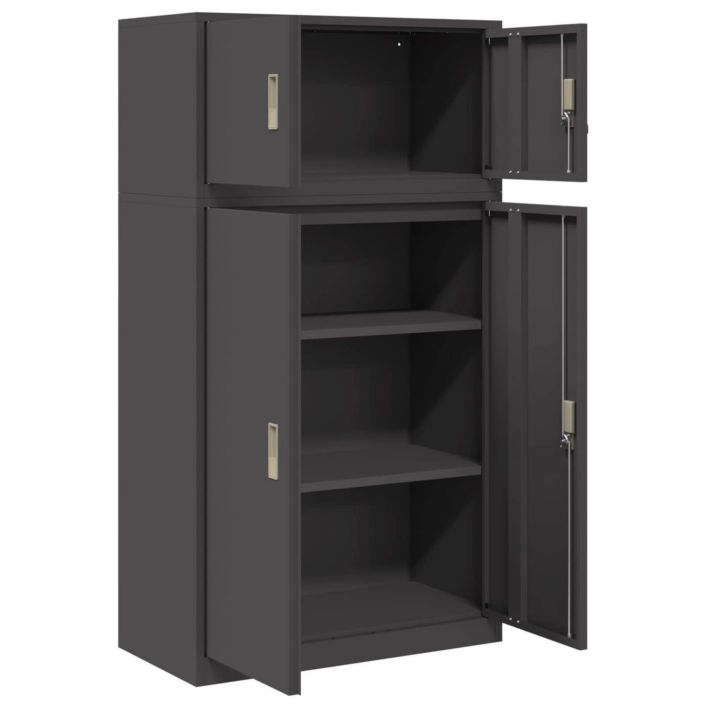 Oppbevaringsskap 2 stk. Svart 80 x 40 x 145 cm Stål Låsbar