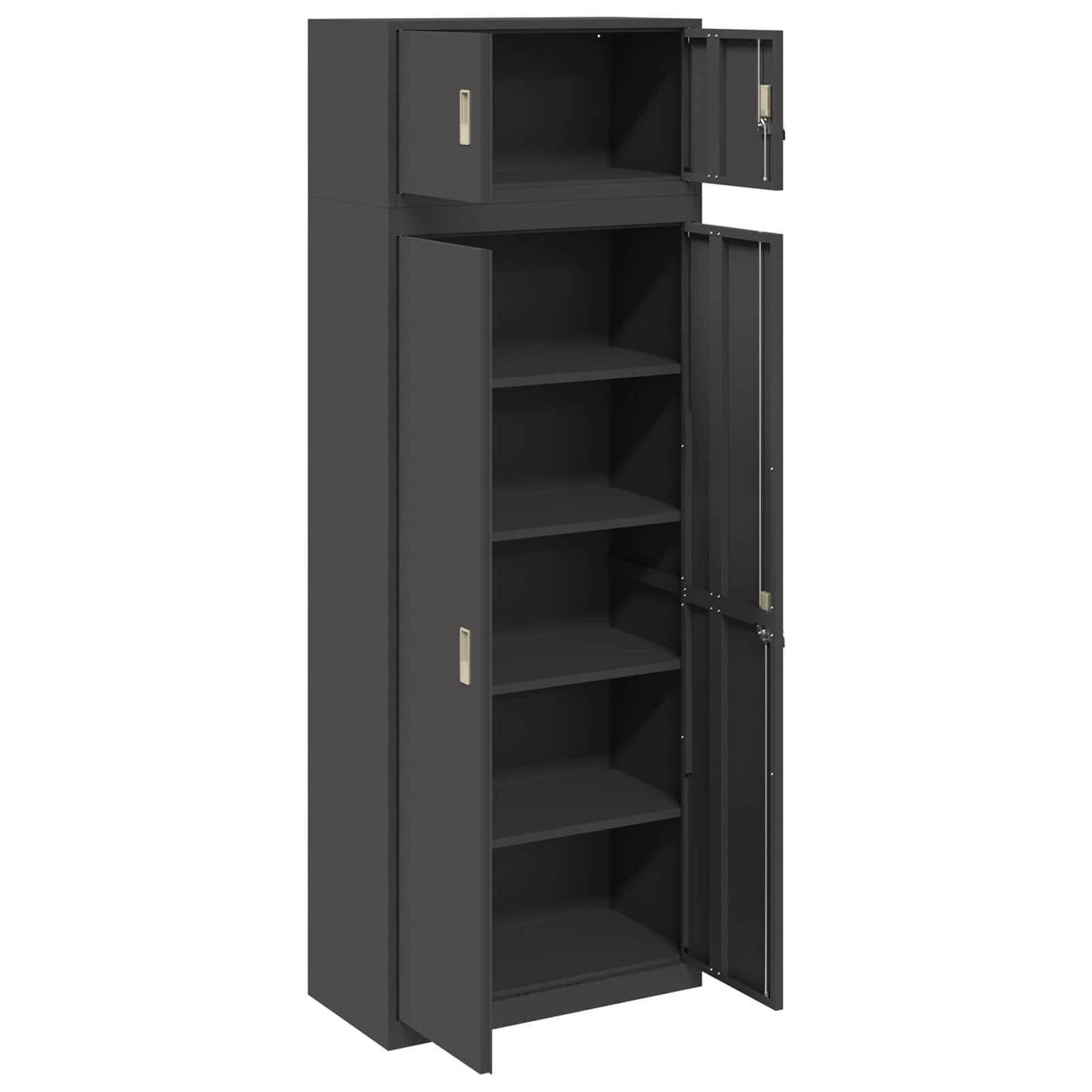 Oppbevaringsskap 2 stk. Svart 80 x 40 x 220 cm Stål Låsbar