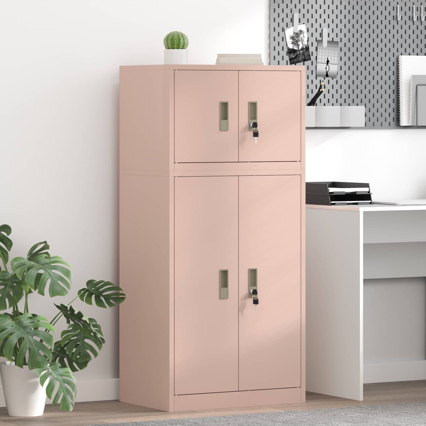 Oppbevaringsskap 2 stk. Rosa 60 x 40 x 130 cm Stål Låsbar
