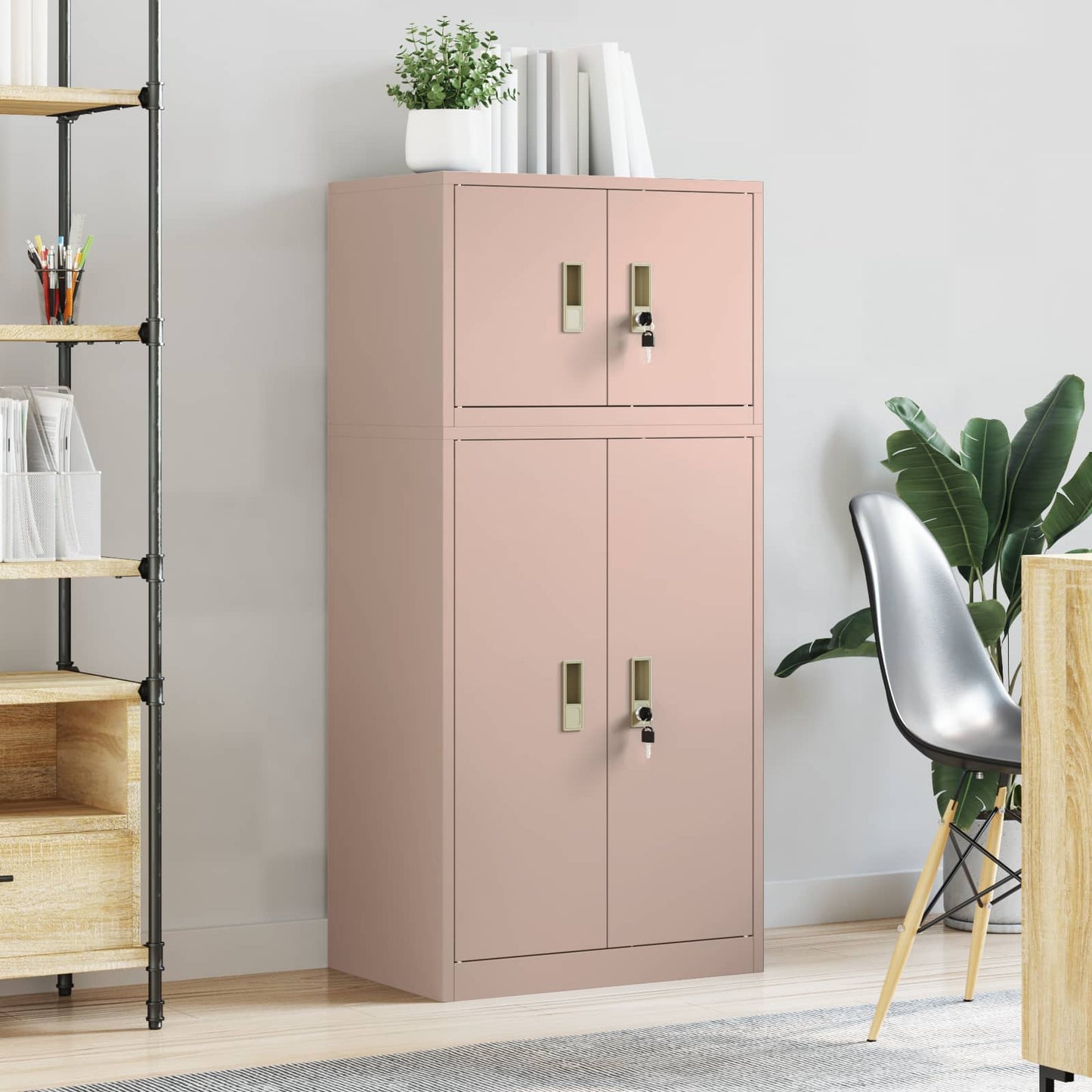 Oppbevaringsskap 2 stk. Rosa 60 x 40 x 130 cm Stål Låsbar