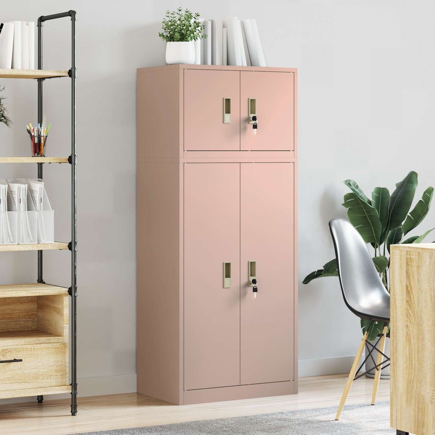 Oppbevaringsskap 2 stk. Rosa 60 x 40 x 145 cm Stål Låsbar