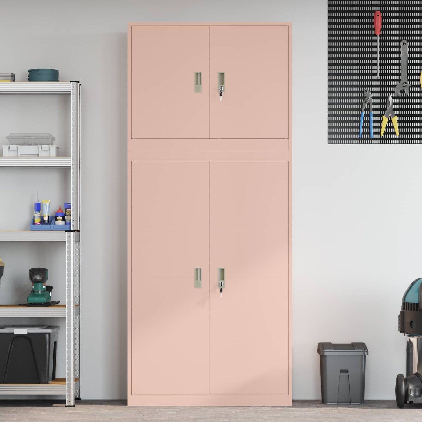 Oppbevaringsskap 2 stk. Rosa 90 x 40 x 210 cm Stål Låsbar