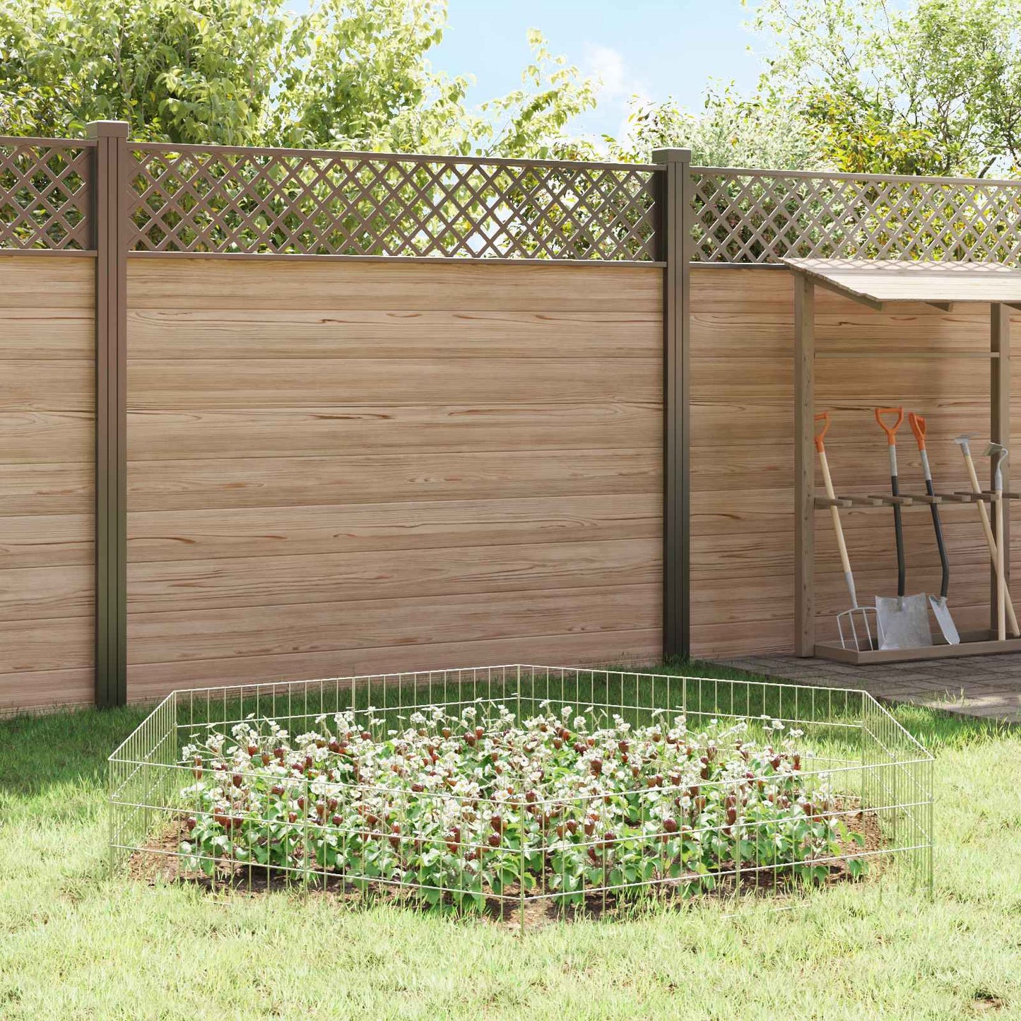 Hagefence med spyd 48 stk. 55 x 30 cm Galvanisert stål Sølv