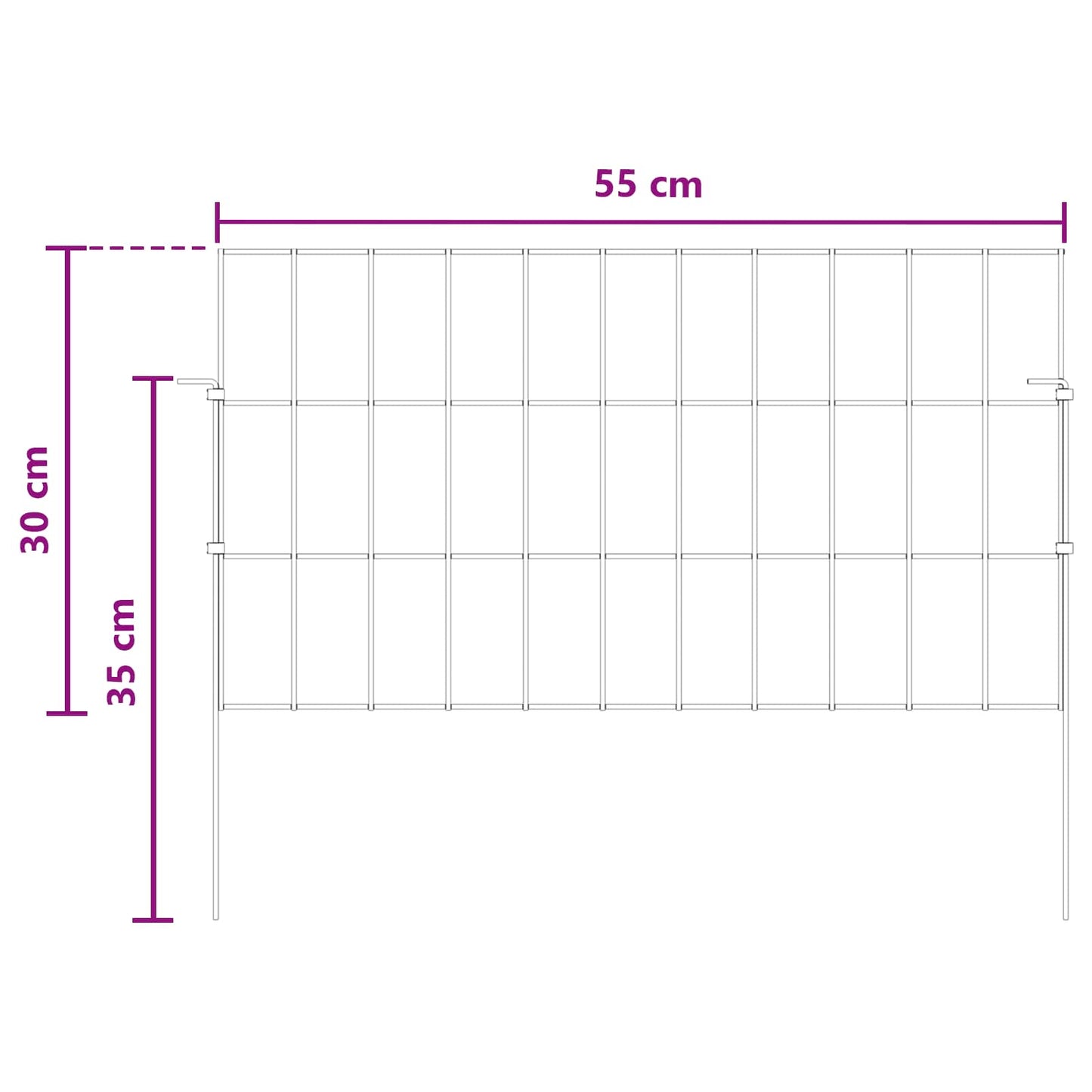 Hagefence med spyd 48 stk. 55 x 30 cm Galvanisert stål Sølv