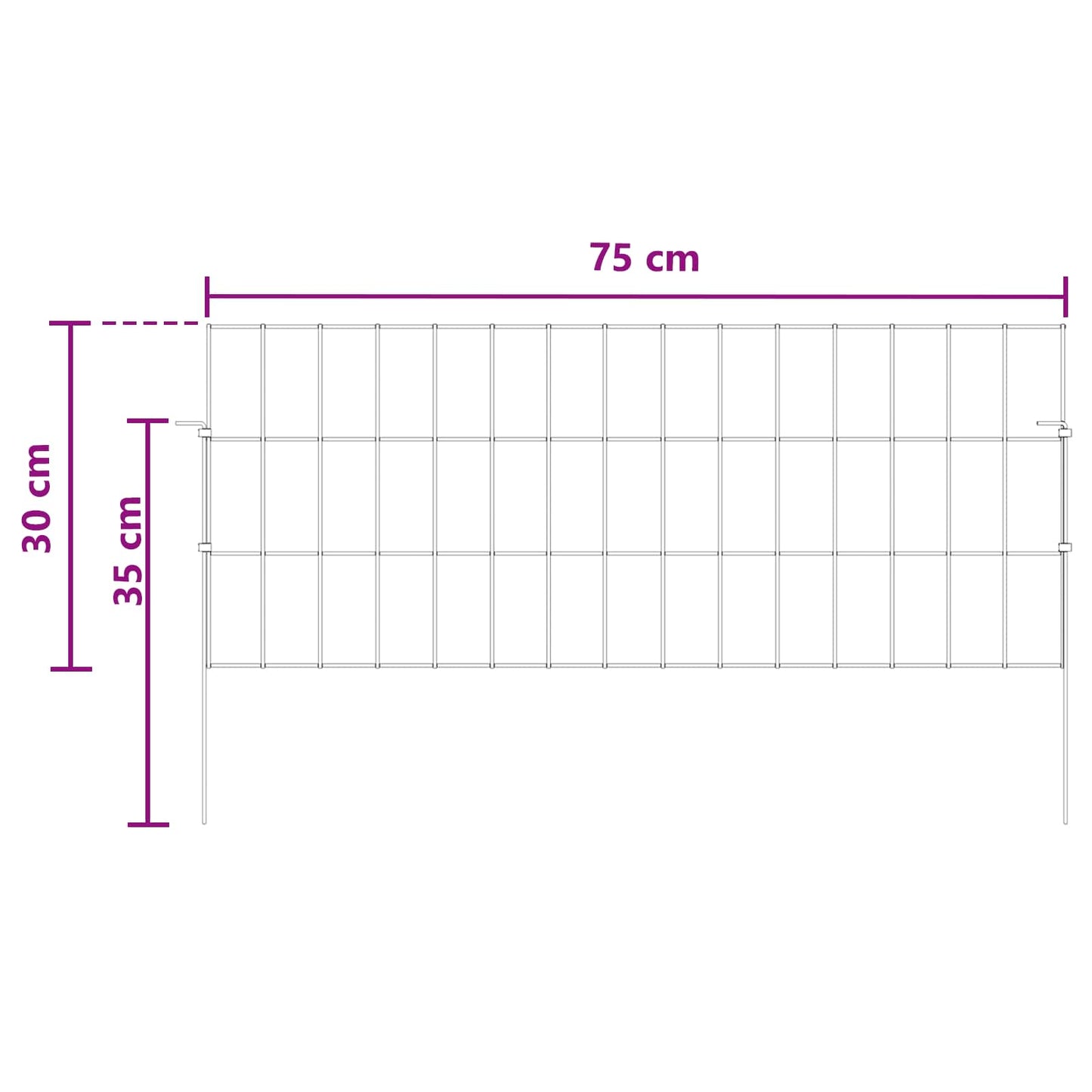 Hagefence med spyd 48 stk. 75 x 30 cm Galvanisert stål Sølv