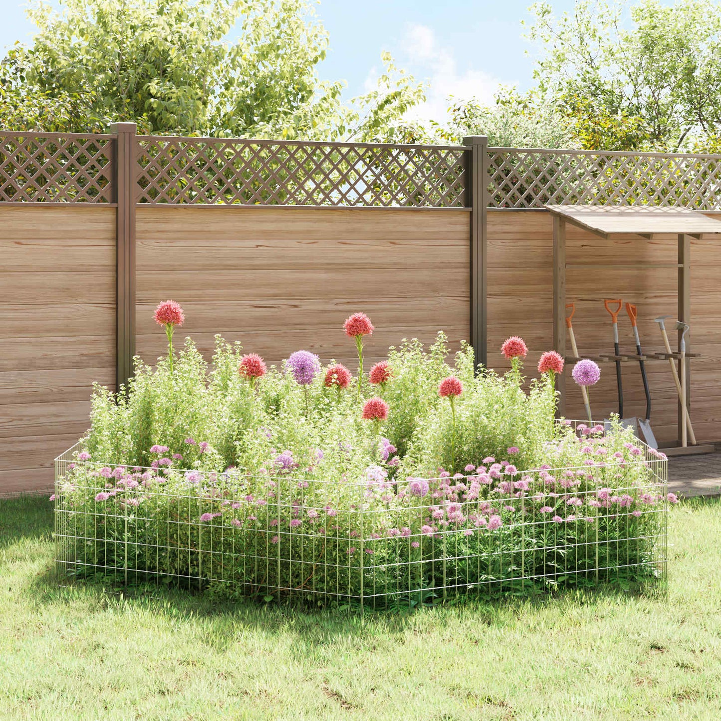 Hagefence med spyd 12 stk. 35 x 50 cm Galvanisert stål Sølv