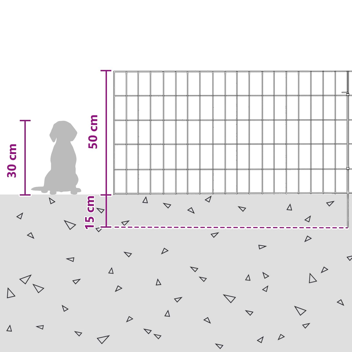 Hagefence med spyd 12 stk. 95 x 50 cm Galvanisert stål Sølv