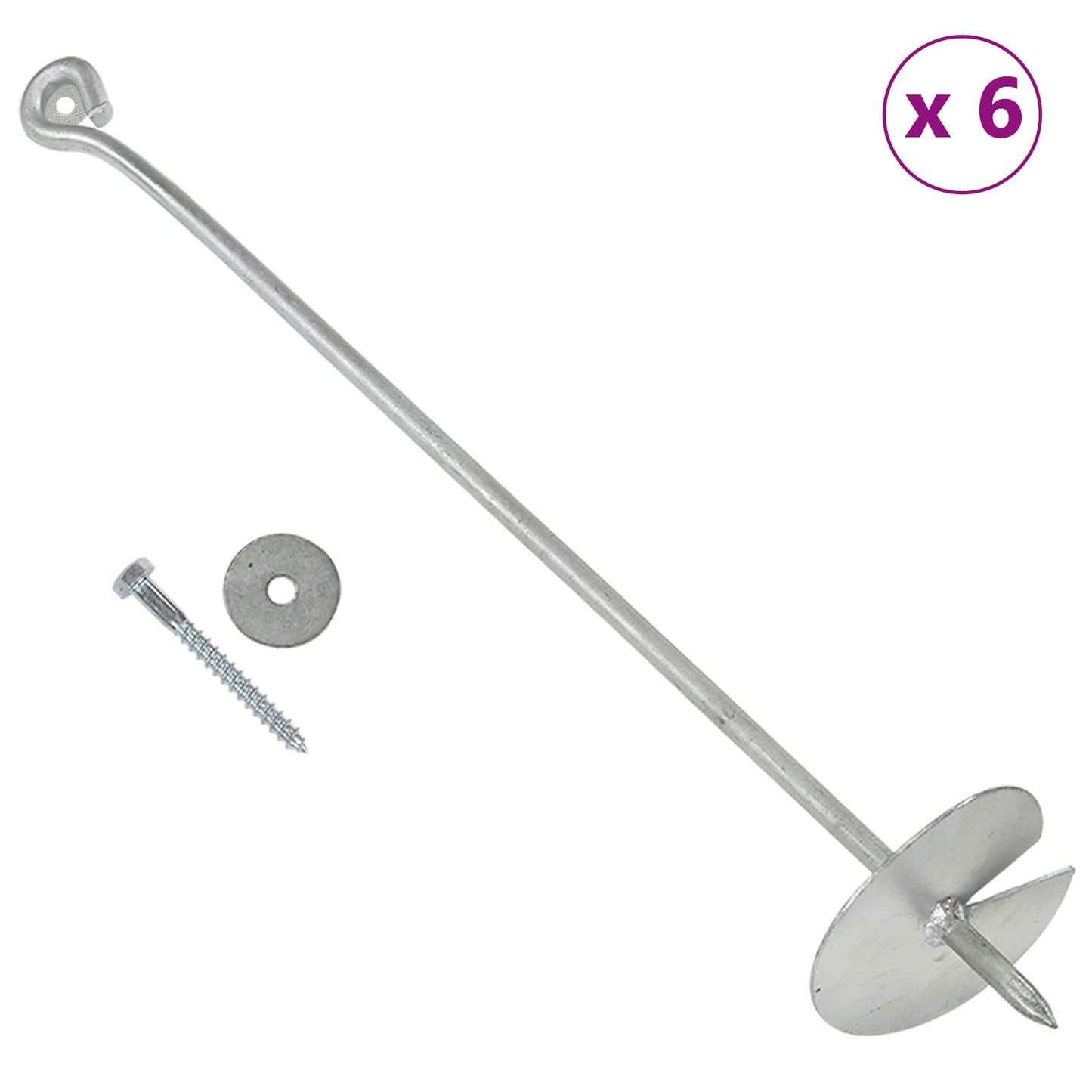 Jordanker 6 pcs Sølv Ø10 x 60 cm Galvanisert metall