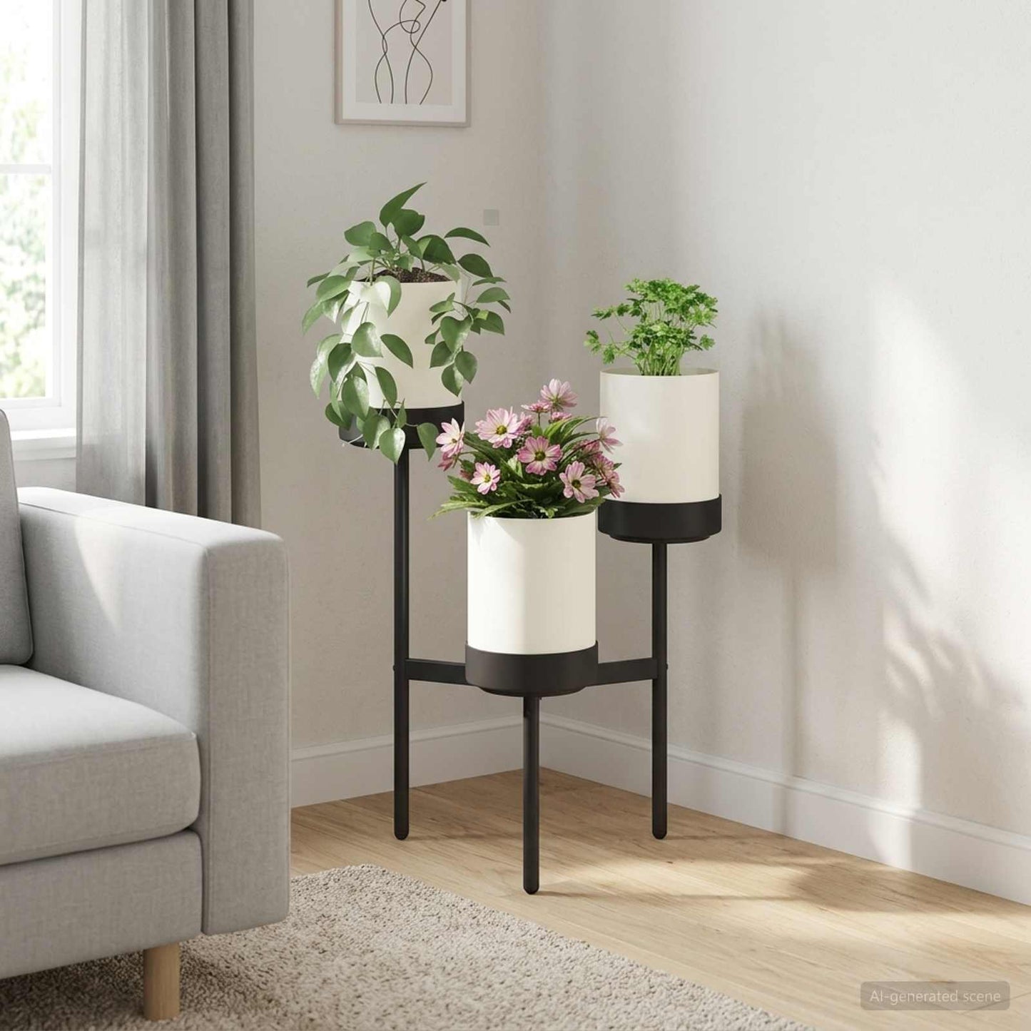 Blomstestativ Hvit 54 x 49 x 81 cm PP og stål