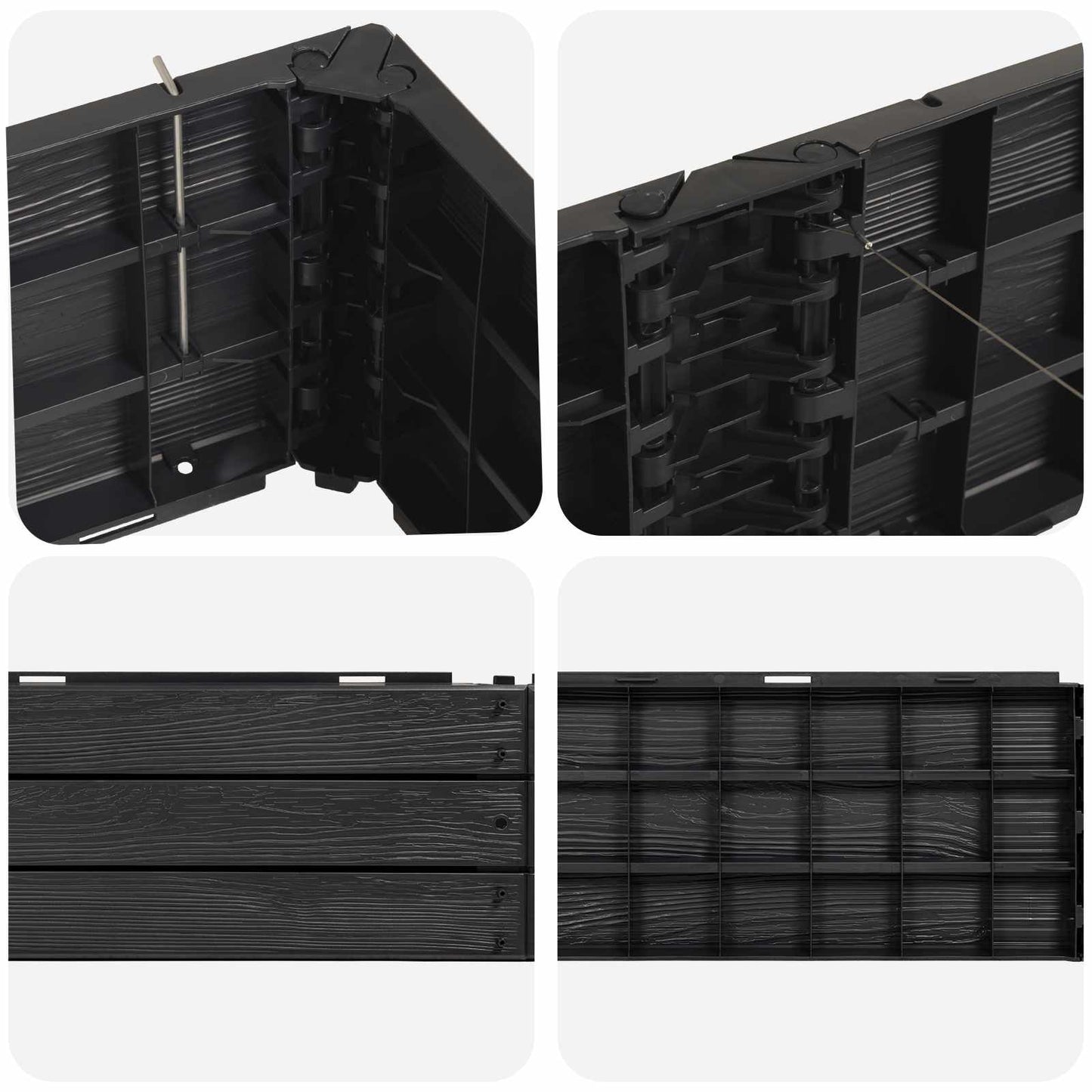 Hevet bed Svart 151 x 75,5 x 25 cm PP