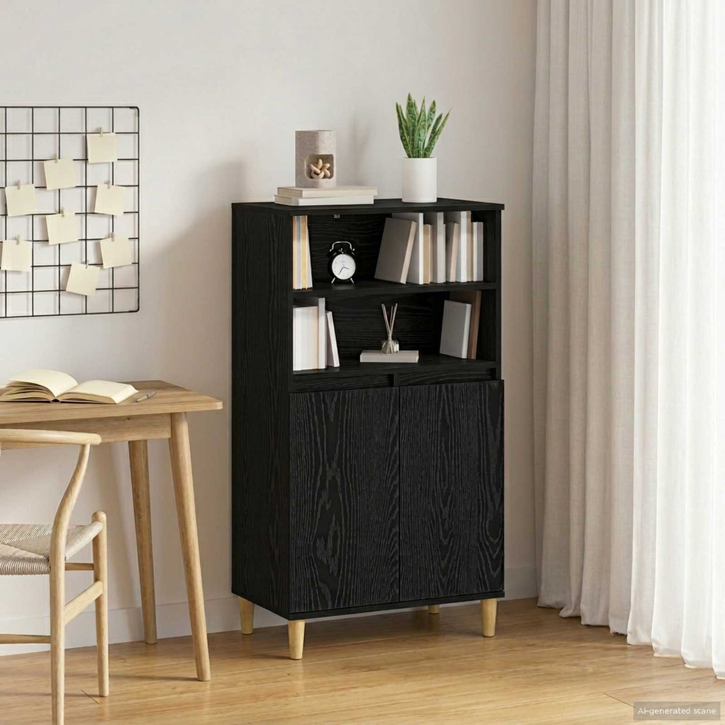 Høyskap Svart eik 60 x 36 x 110 cm Konstruert tre