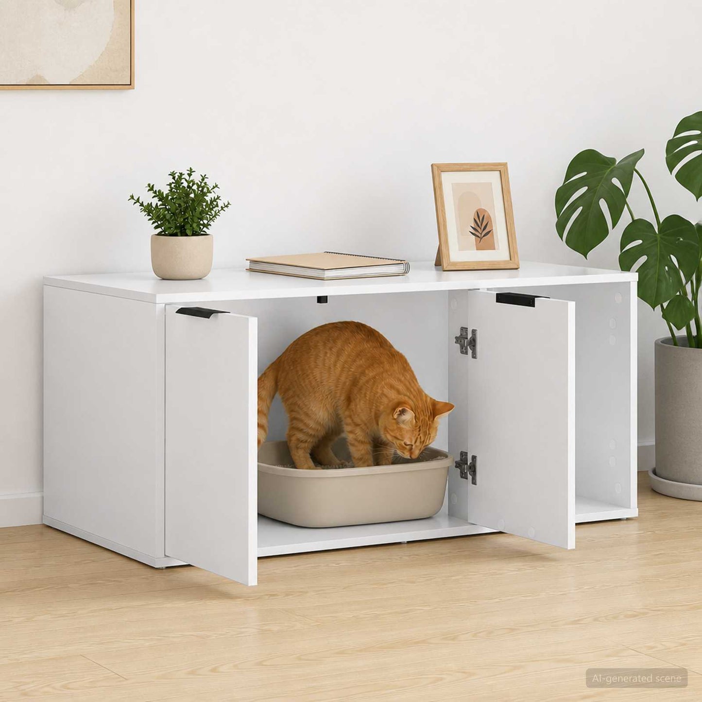 Katt bur møbel Hvit 100 x 49 x 45 cm Konstruert tre