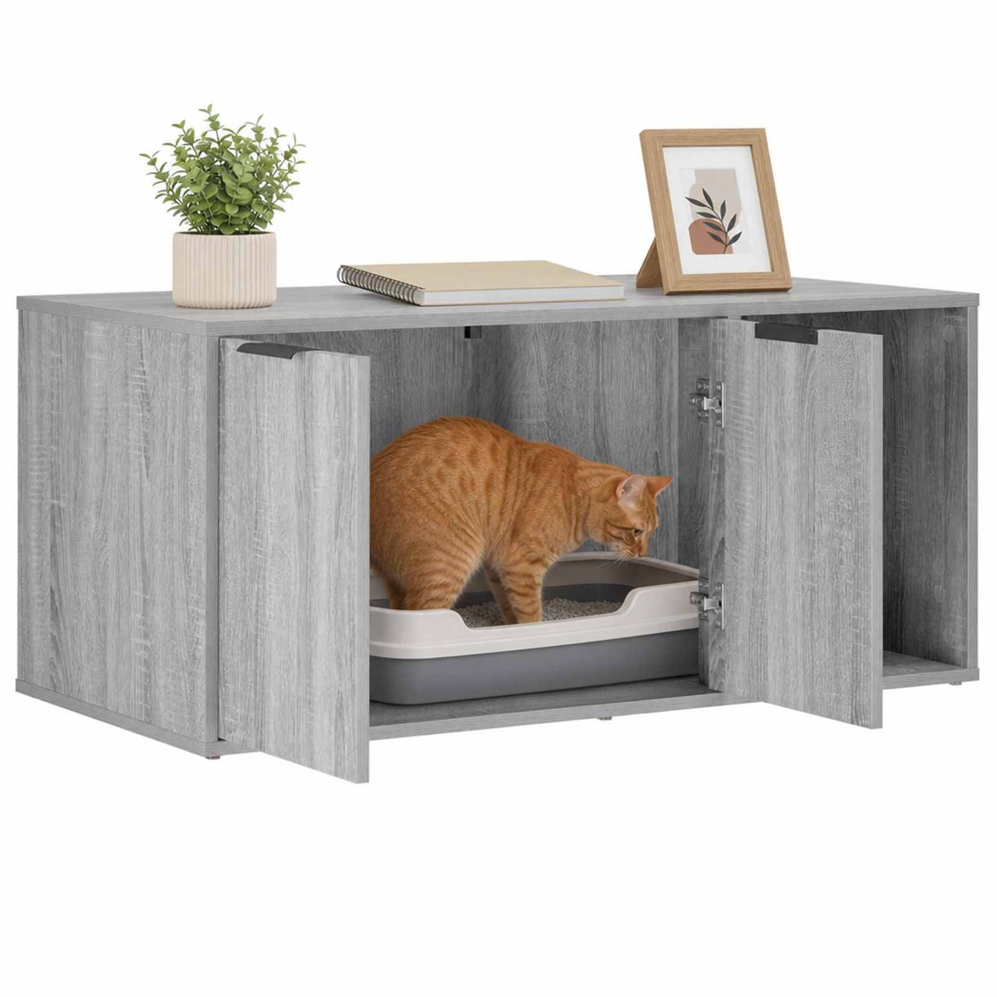 Katt bur møbel Grå Sonoma 100 x 49 x 45 cm Konstruert tre