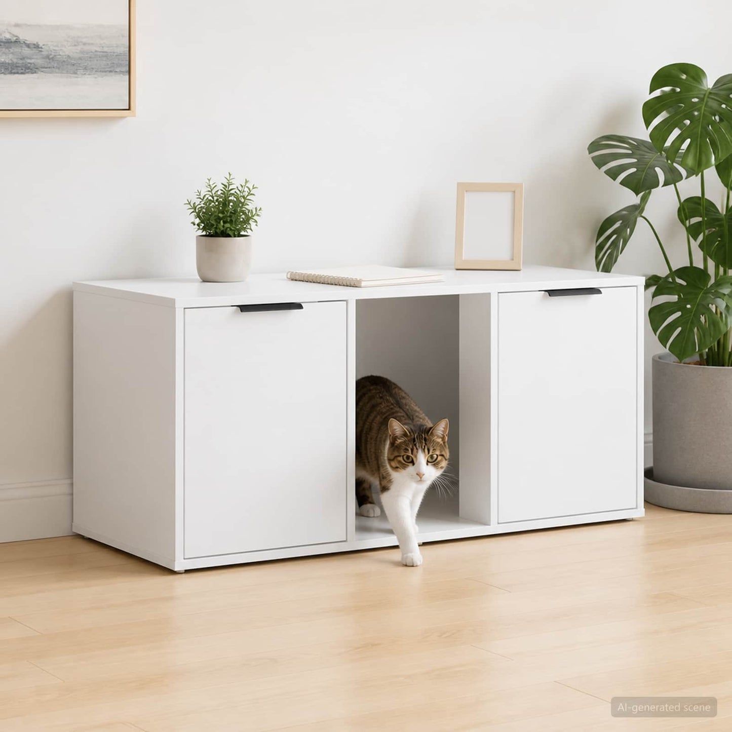 Katt bur møbel Hvit 100 x 49 x 45 cm Konstruert tre
