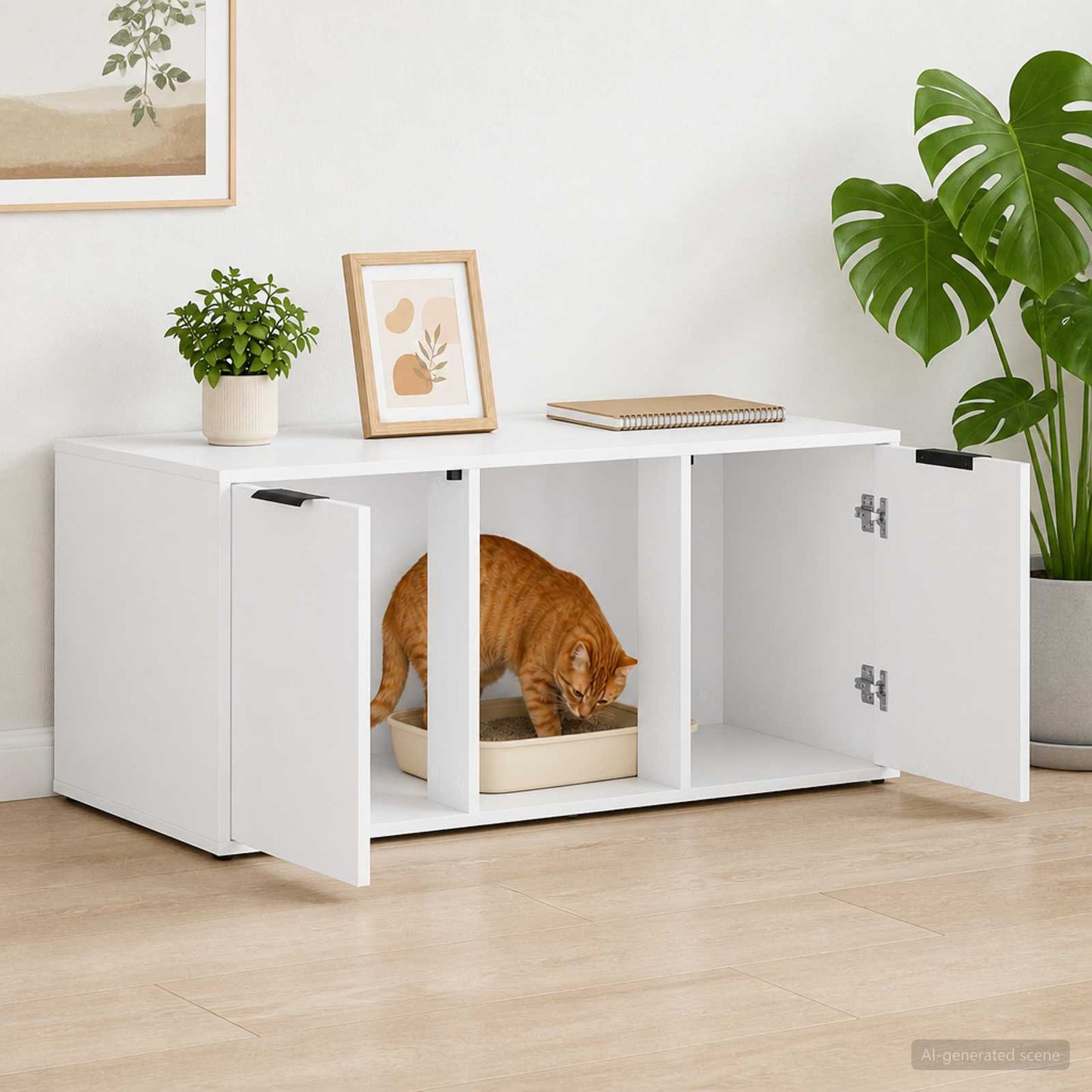 Katt bur møbel Hvit 100 x 49 x 45 cm Konstruert tre