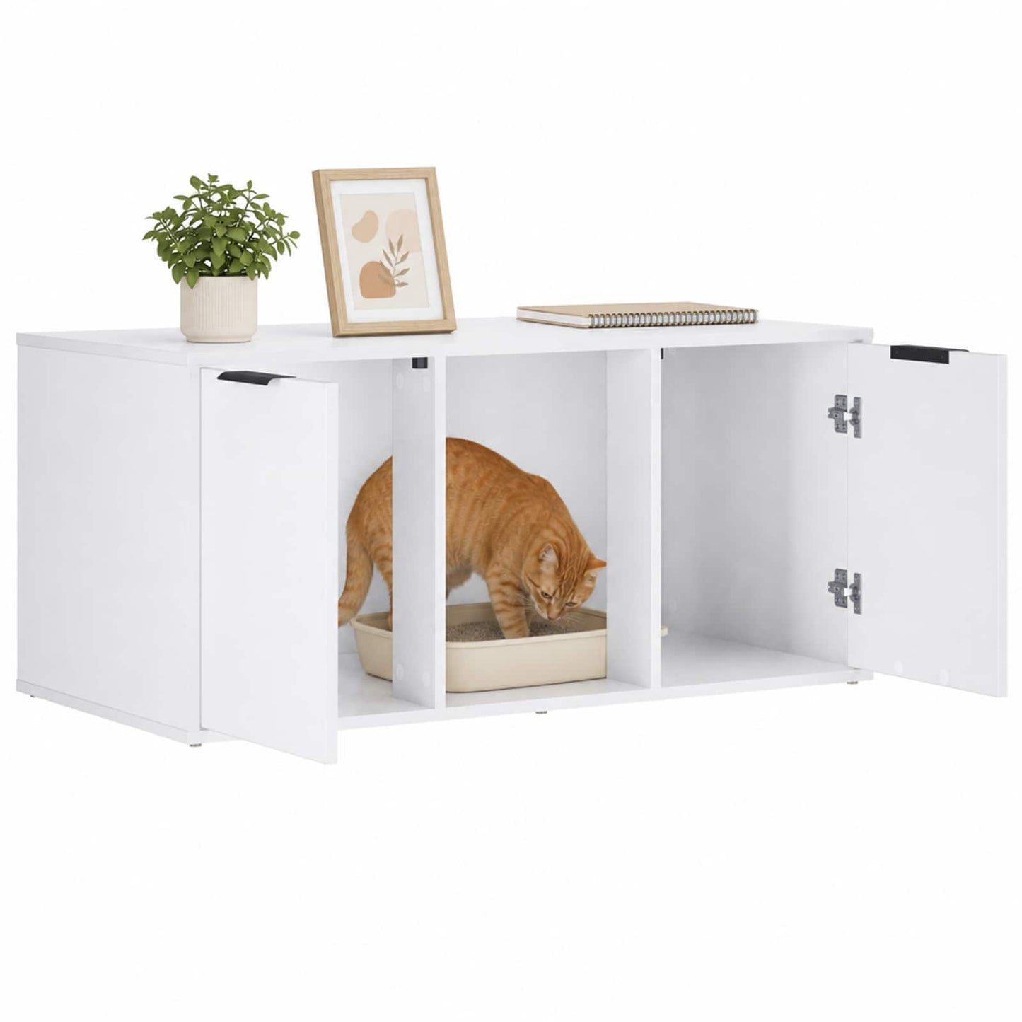 Katt bur møbel Hvit 100 x 49 x 45 cm Konstruert tre