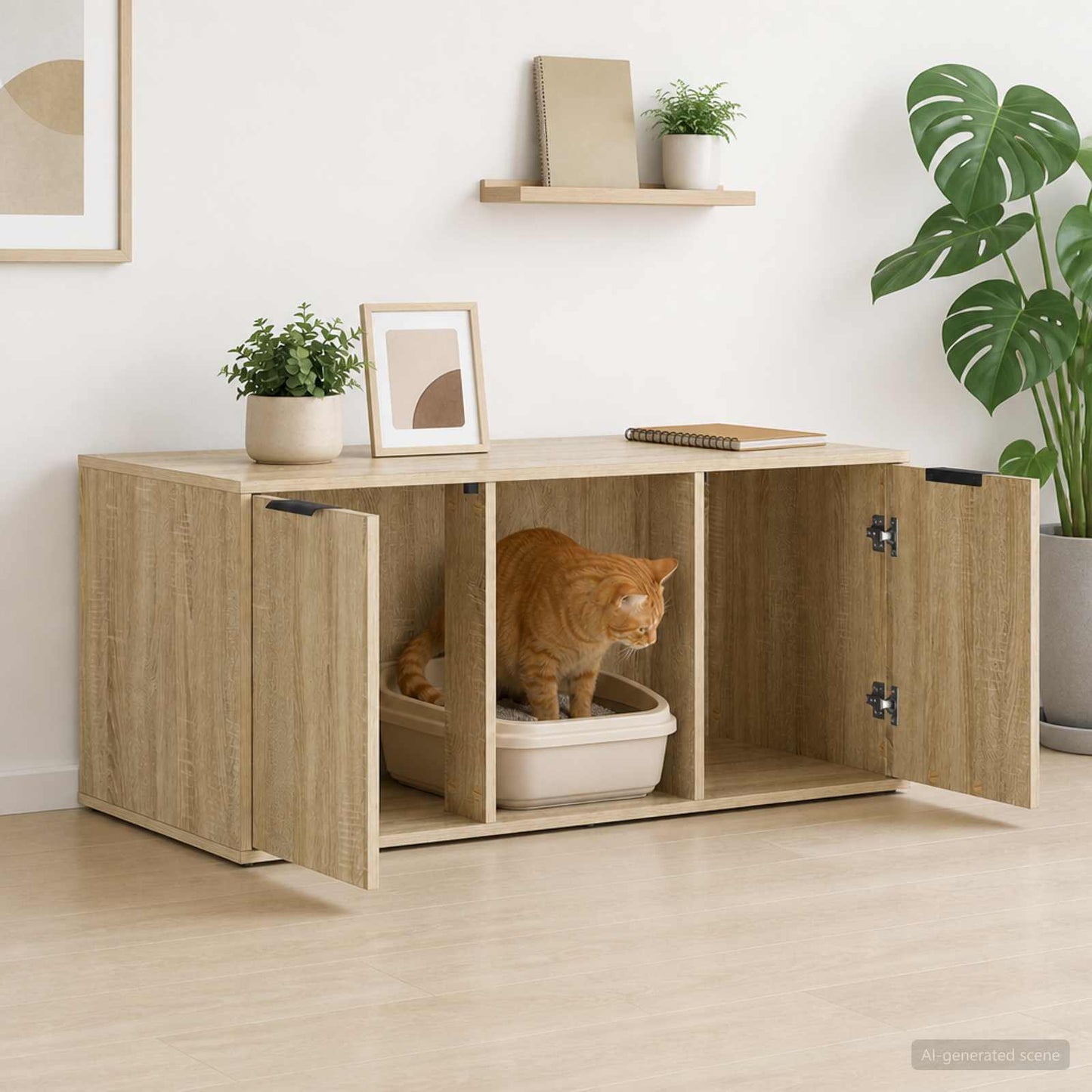 Katt bur møbel Sonoma eik 100 x 49 x 45 cm Konstruert tre