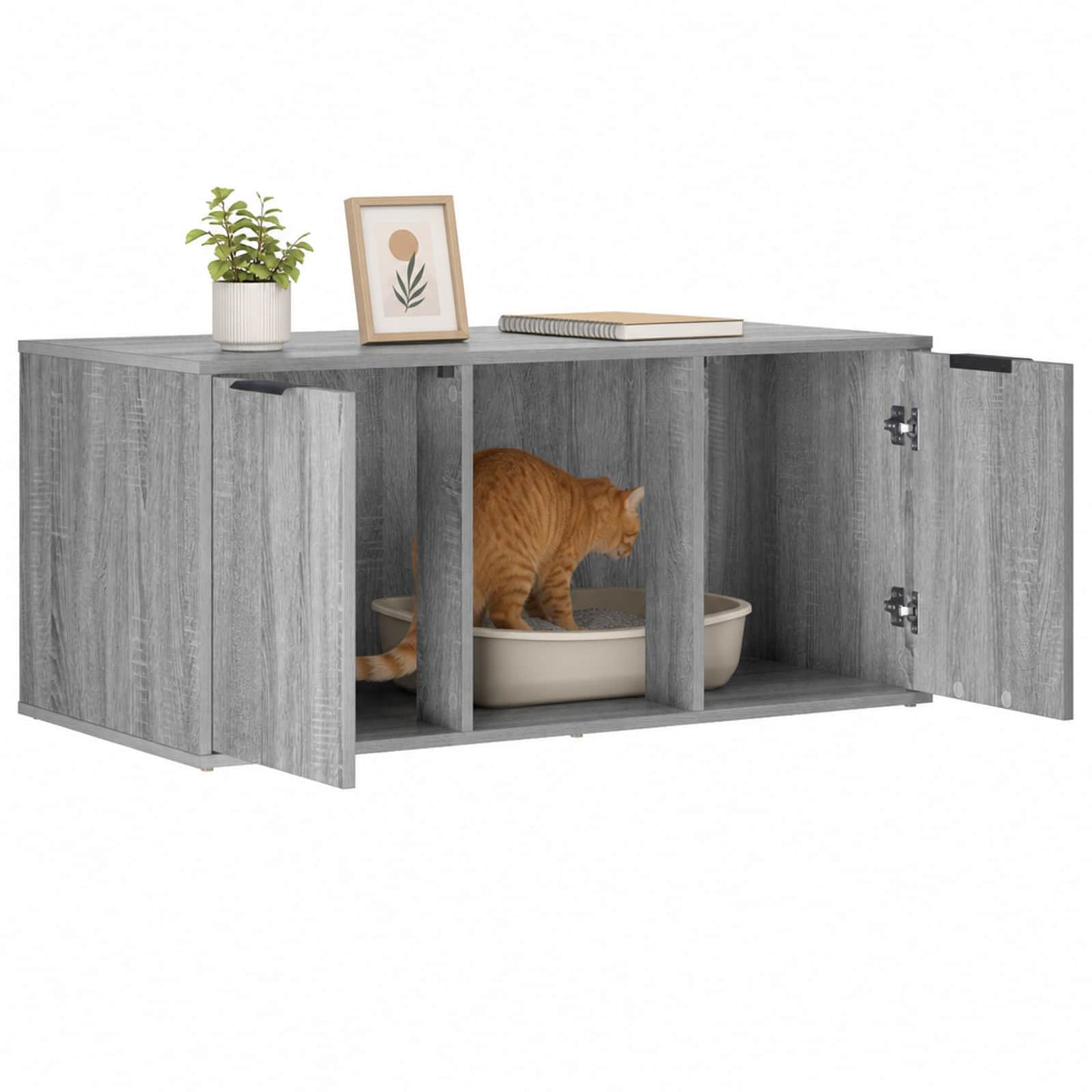 Katt bur møbel Grå Sonoma 100 x 49 x 45 cm Konstruert tre