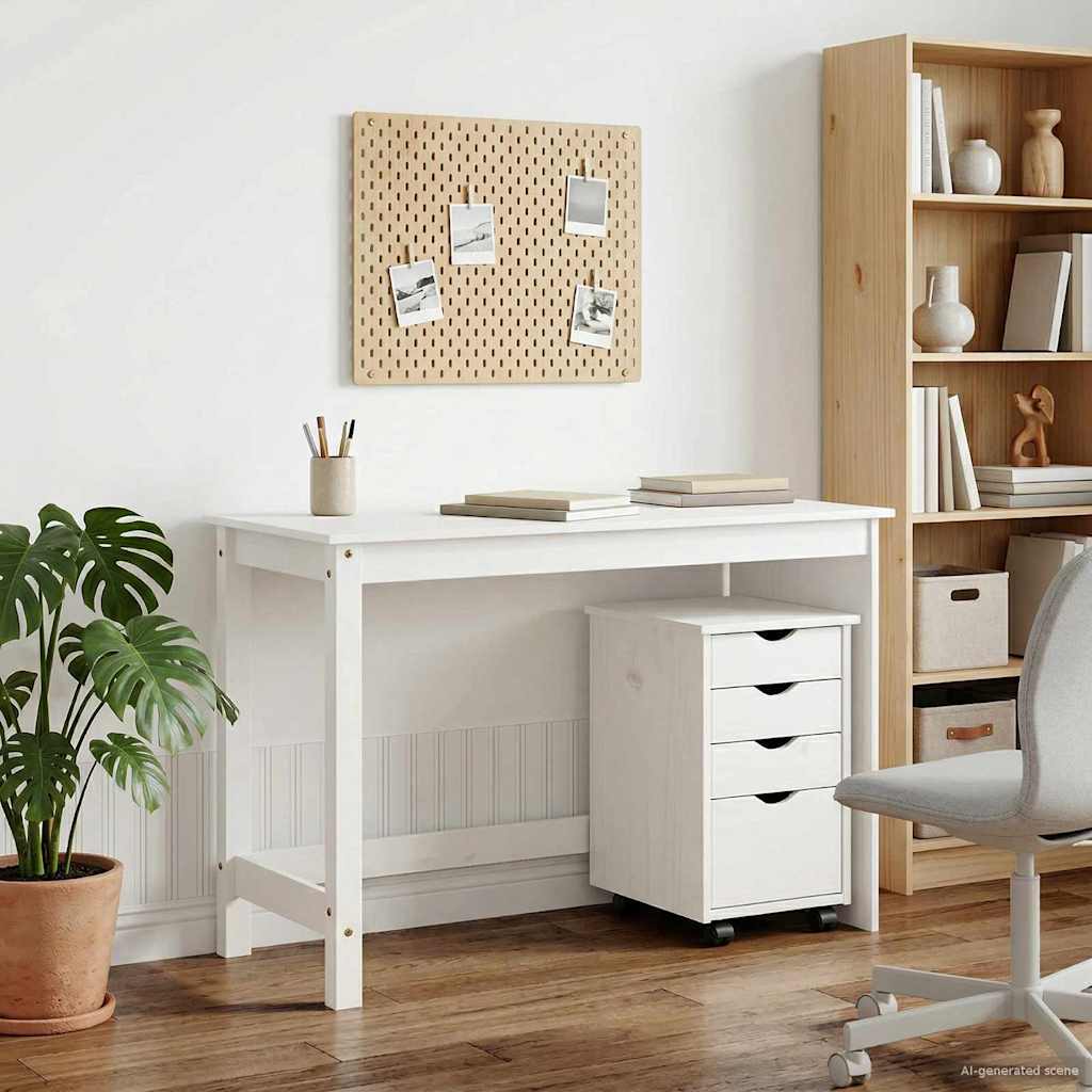 Skrivebordskapsett 2 stk. Hvit Heltre furu