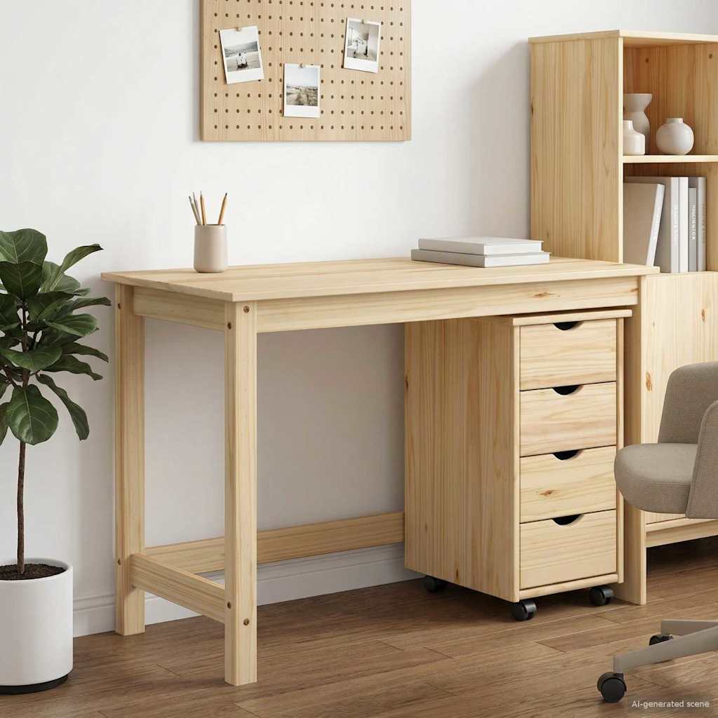 Skrivebordskapsett 2 stk. Brun Heltre furu