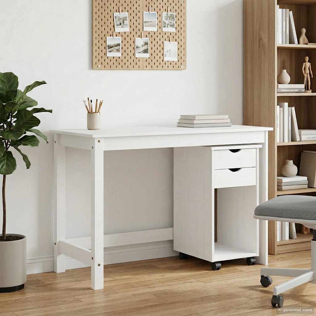 Skrivebordskapsett 2 stk. Hvit Heltre furu