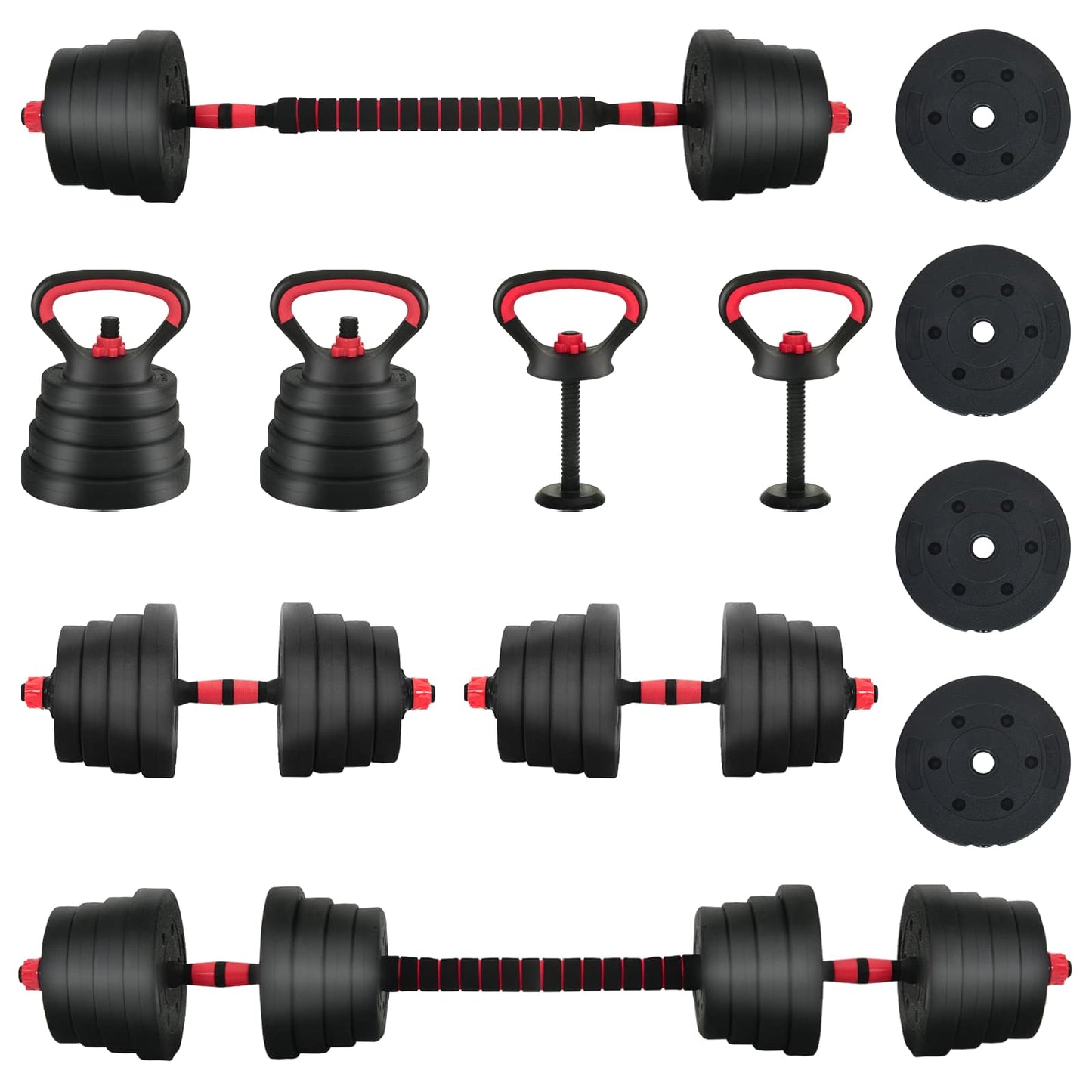 4-i-1 Manualsett 40kg Svart og Rød Sement og jernsand