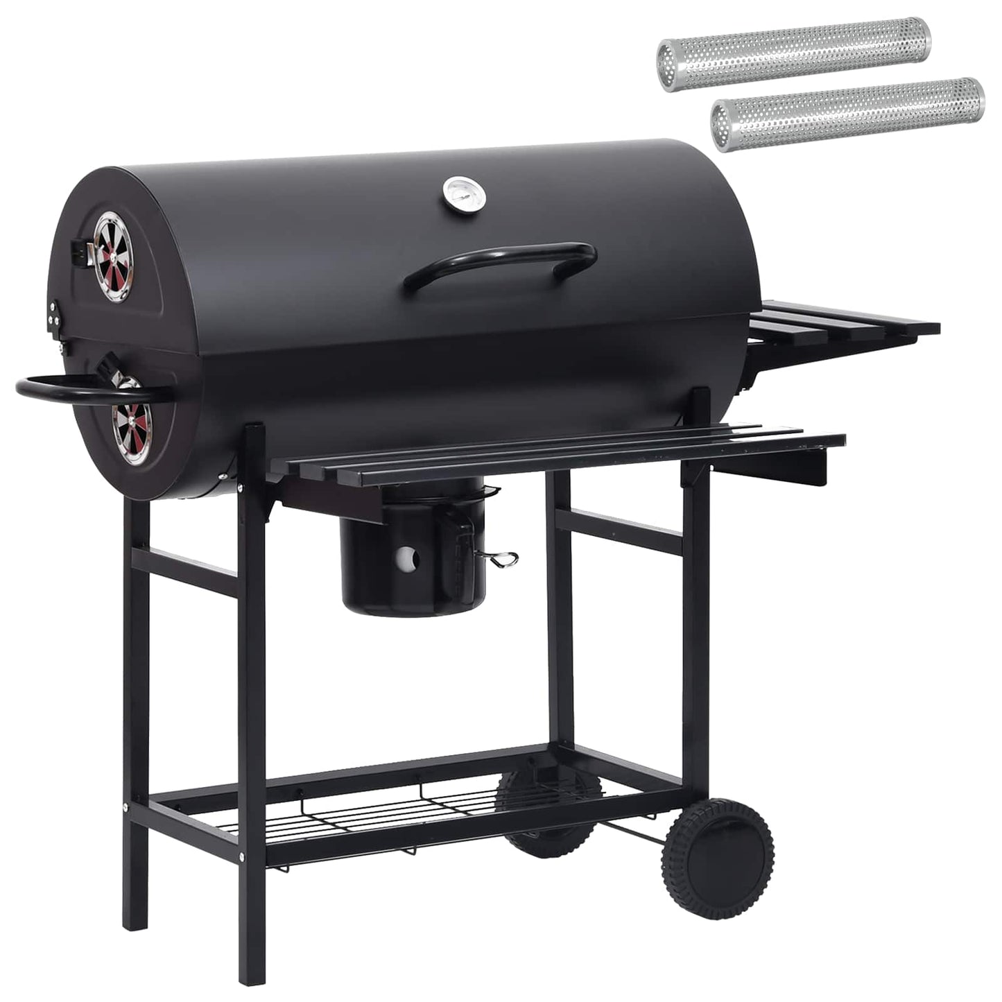 Tønnegrill med hjul og hyller 3 stk. 115 x 85 x 95 cm Metall