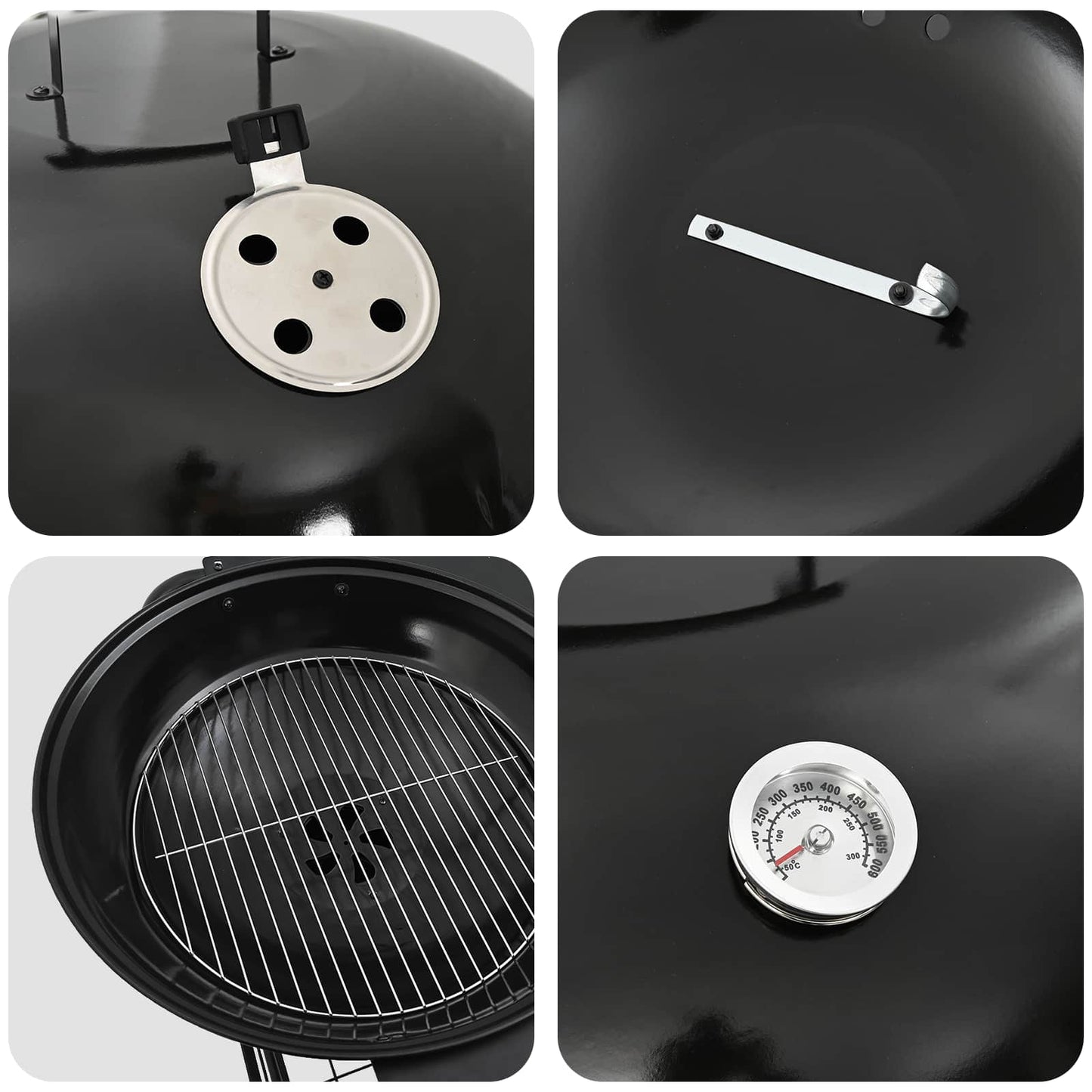 Kullgrill med røyketuber 91 x 71 x 107 cm Stål Svart