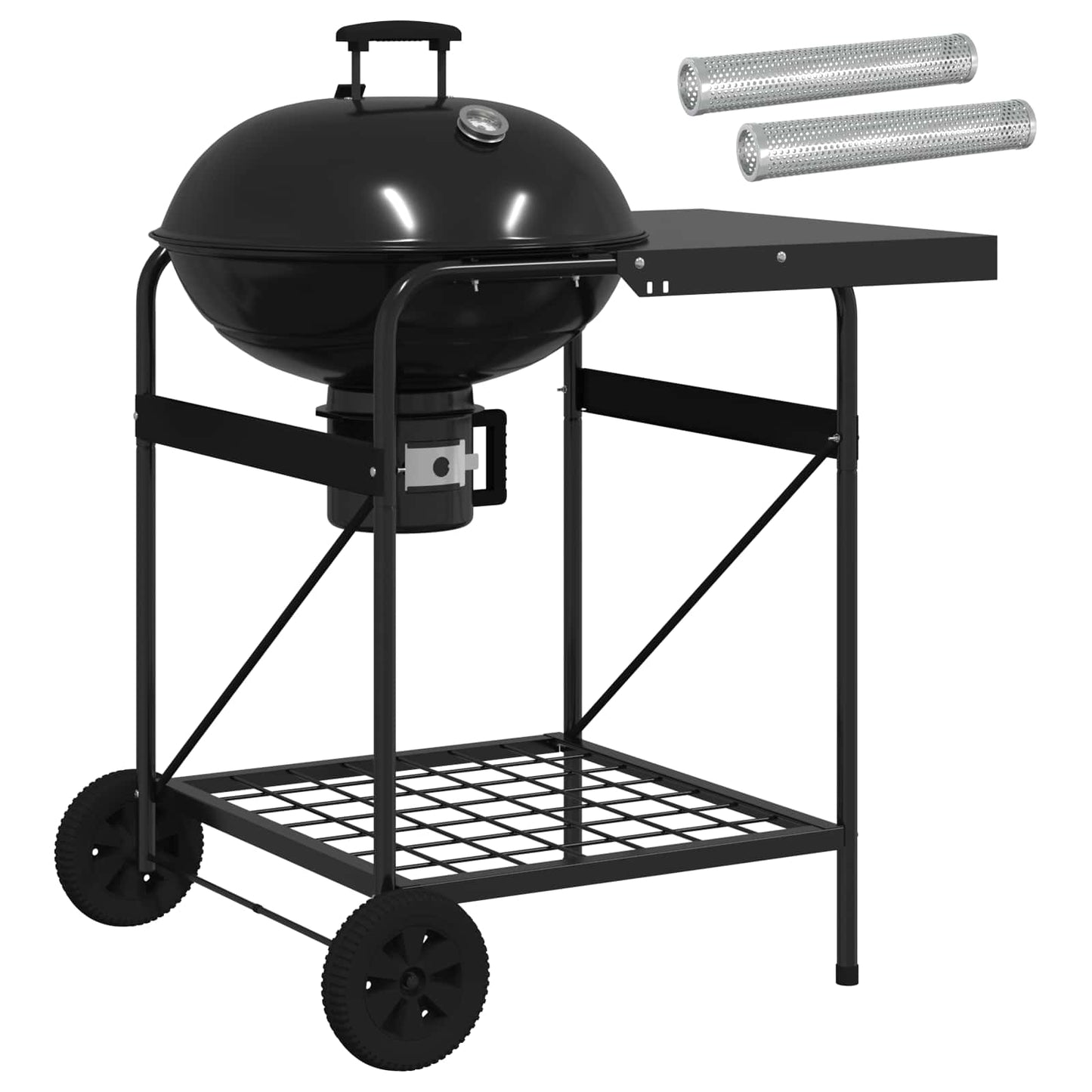 Kullgrill med røyketuber 91 x 71 x 107 cm Stål Svart