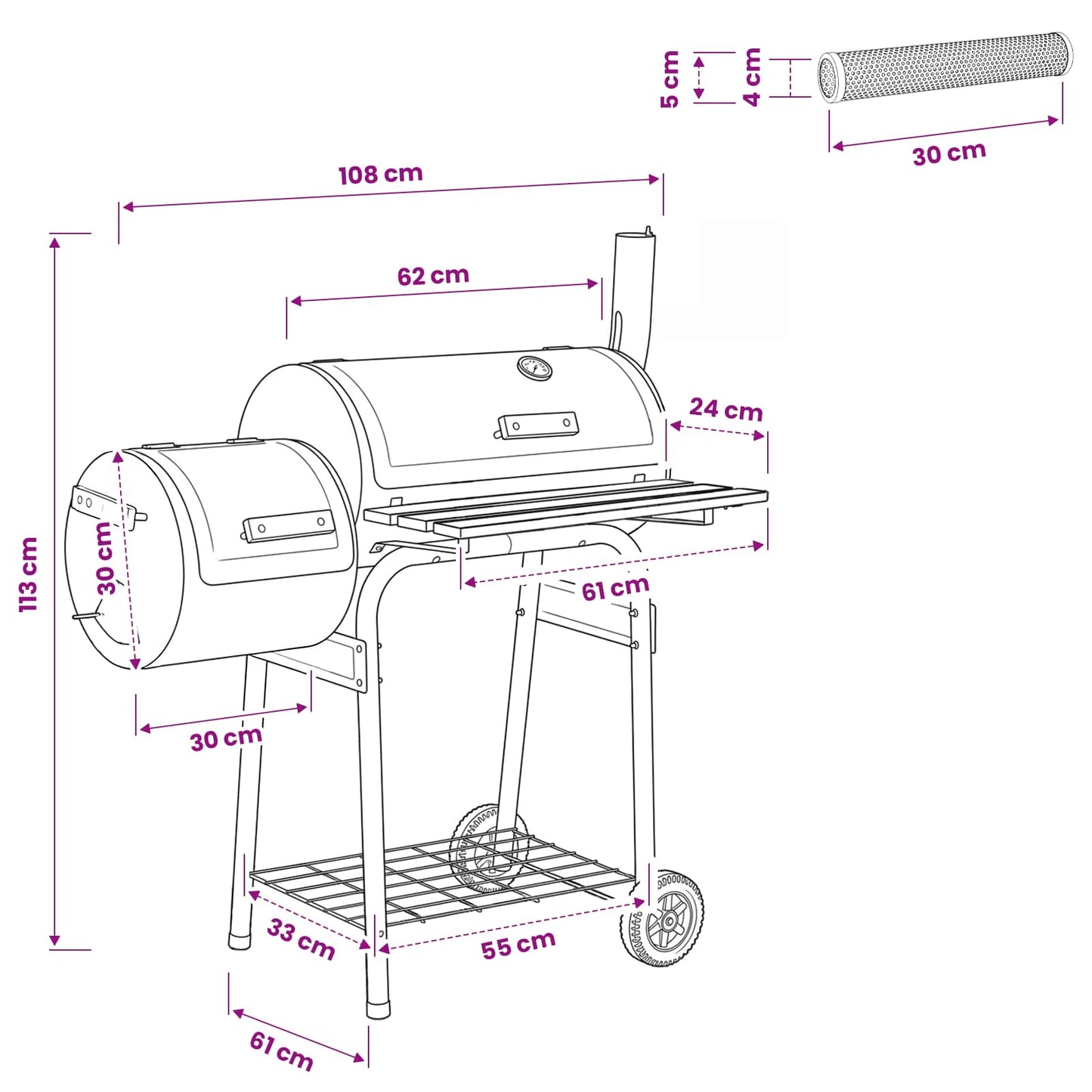 Utendørs grill 103 x 60 x 113 cm Stål Svart