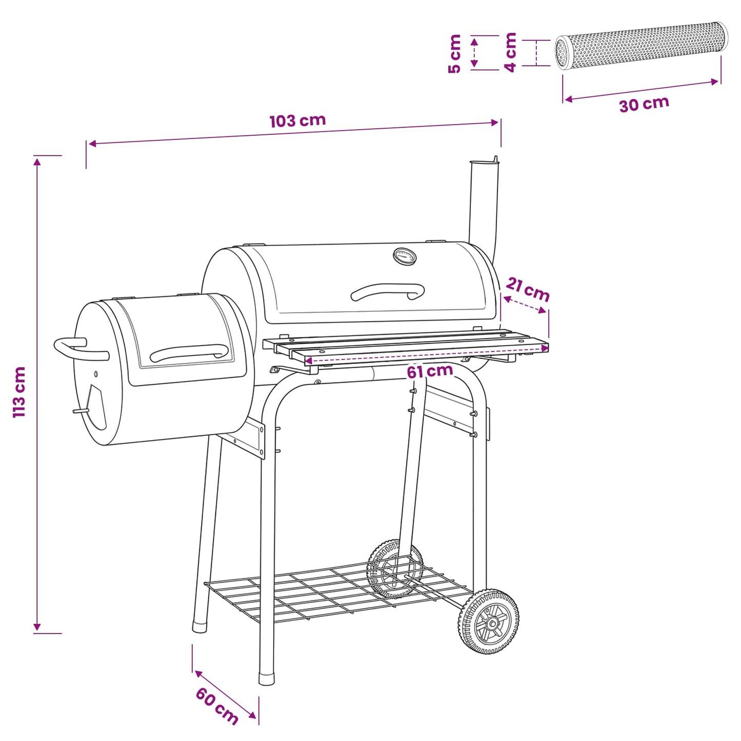 Utendørs grill 103 x 60 x 113 cm Stål Svart