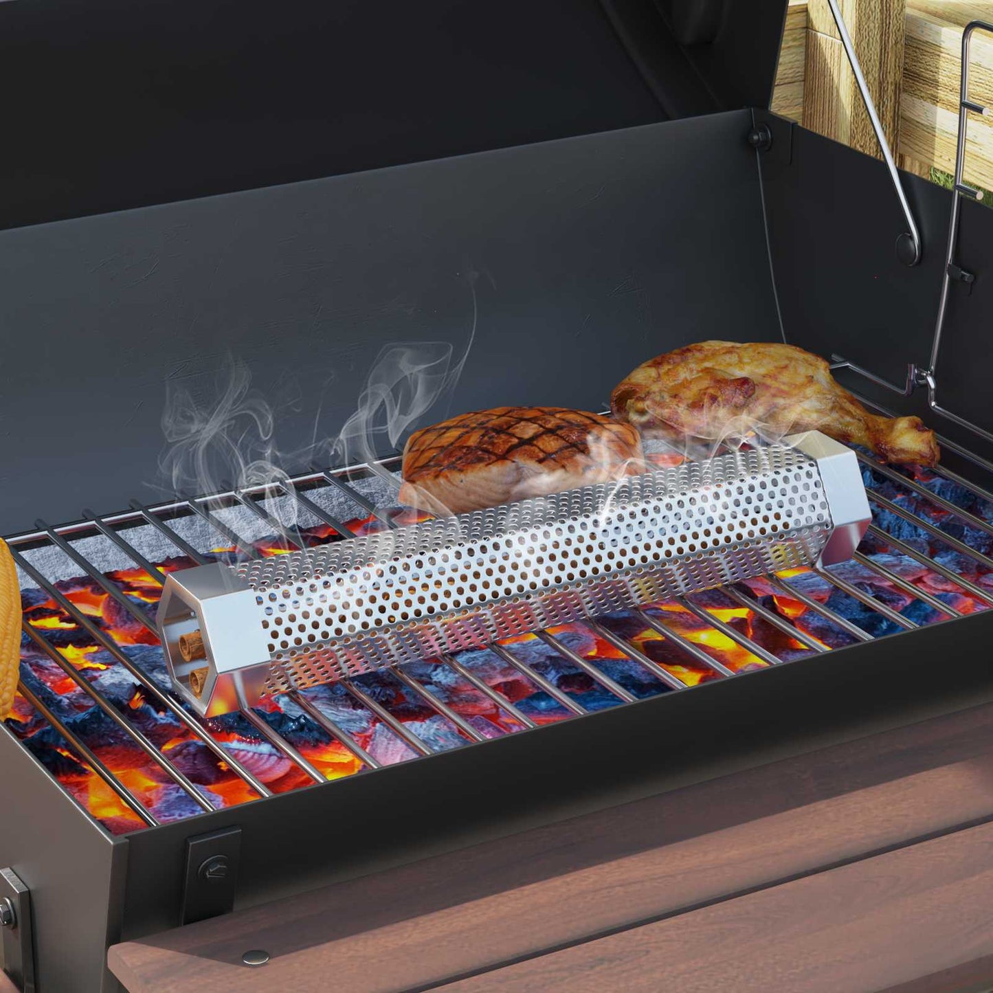 Utendørs grill Ø 40 x 80 cm Stål Svart