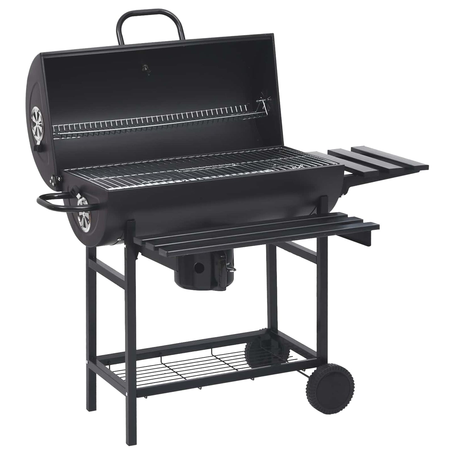 Tønnegrill med hjul og hyller 3 stk. 115 x 85 x 95 cm Metall