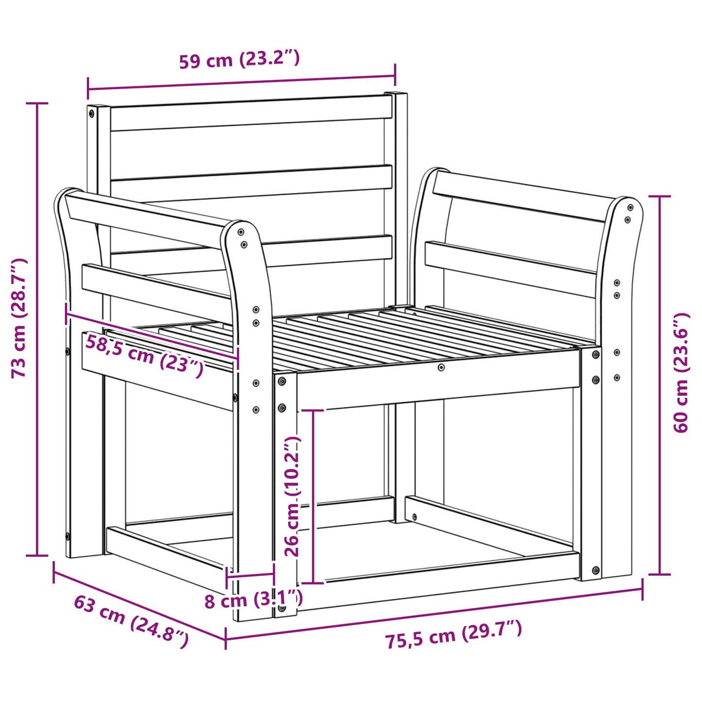 Utendørs sofa-sett Solid akasietre Hvit