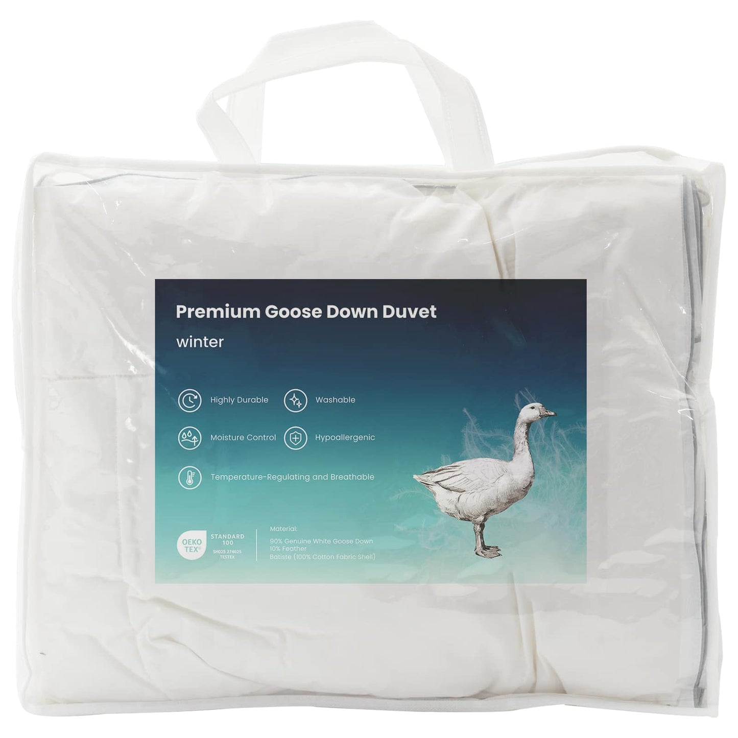 Dyne FULDA 135 x 220 cm Vinter 300 GSM 90% Gjess Dun Hvit