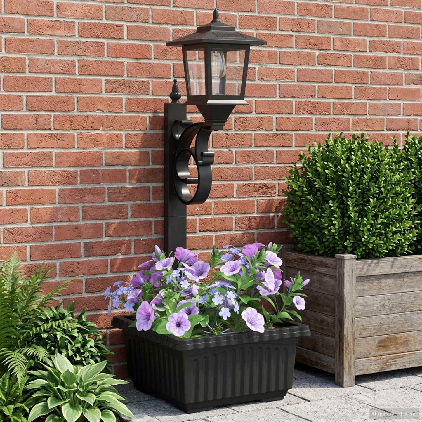 Lysstolpe med Plantekasse Svart 29 x 28 x 74 cm ABS og PP