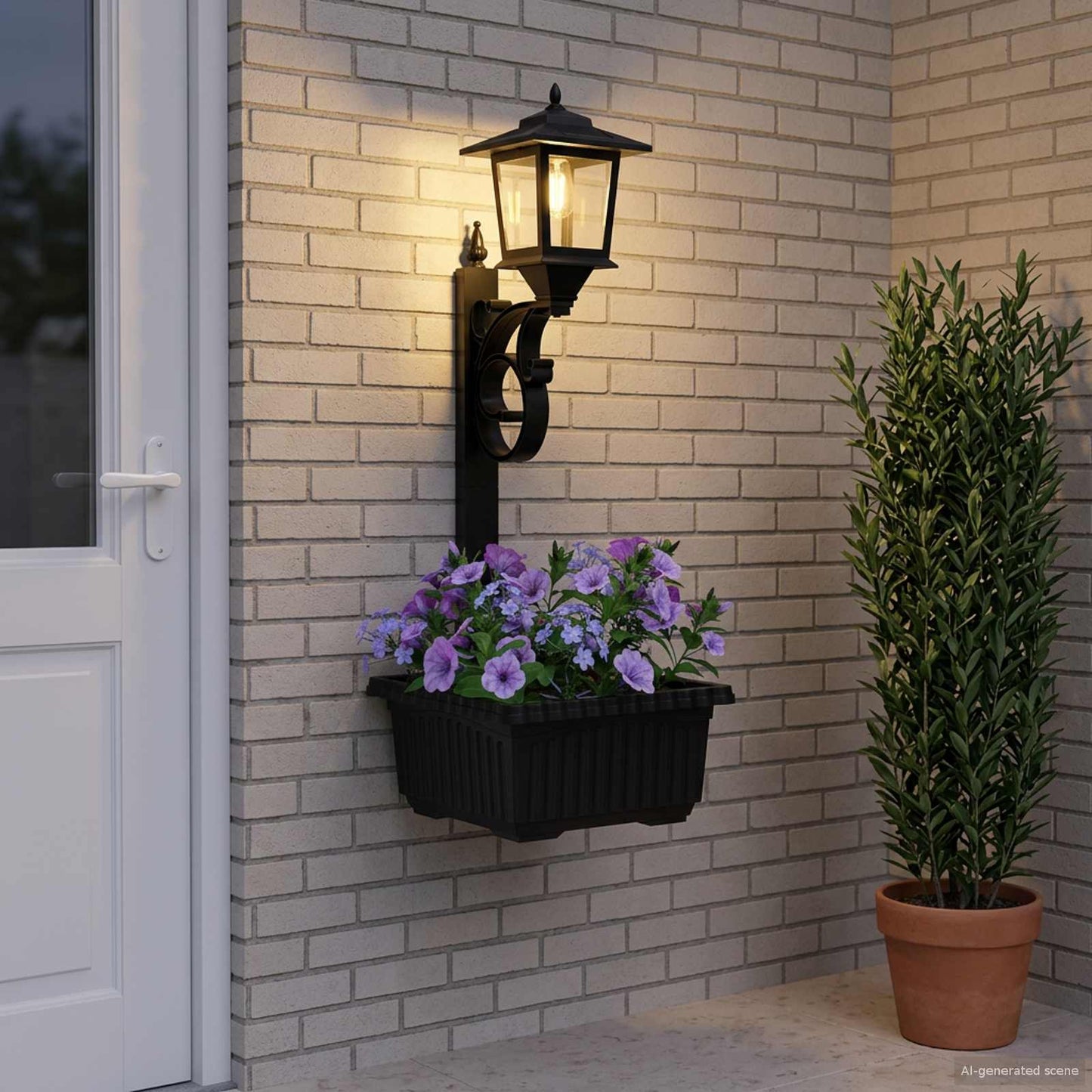 Lysstolpe med Plantekasse Svart 29 x 28 x 74 cm ABS og PP