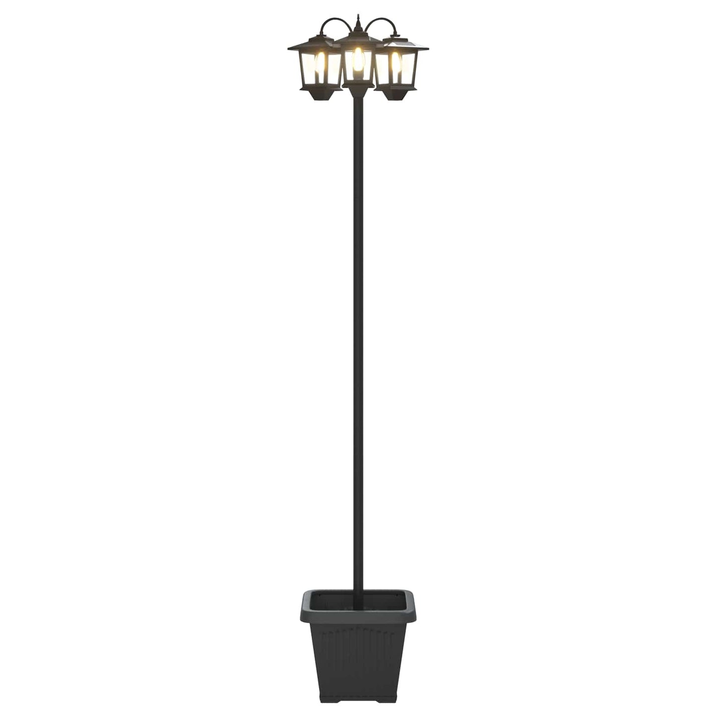 3-hodet lampepost med plantekasse Svart 32 x 32 x 188 cm