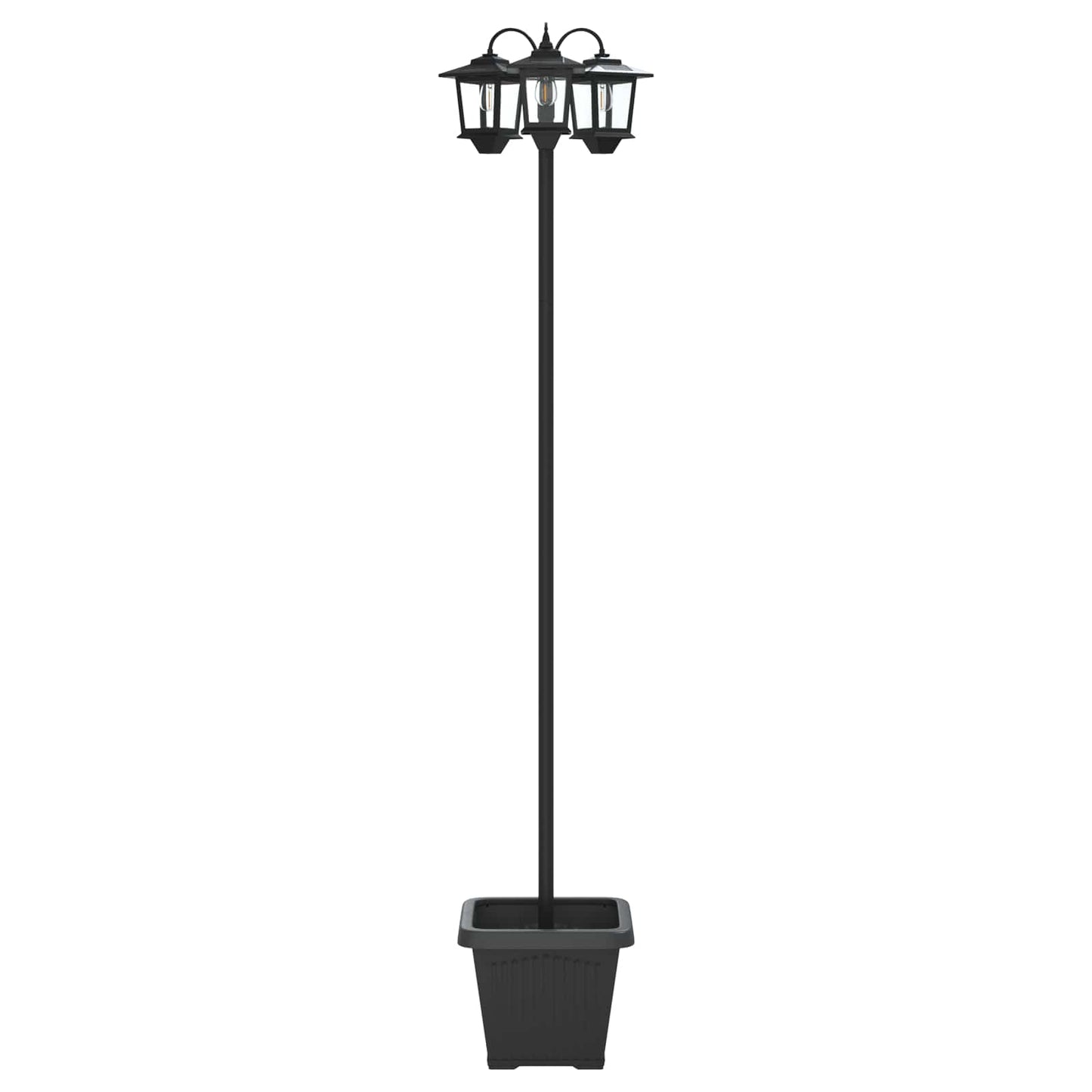 3-hodet lampepost med plantekasse Svart 32 x 32 x 188 cm