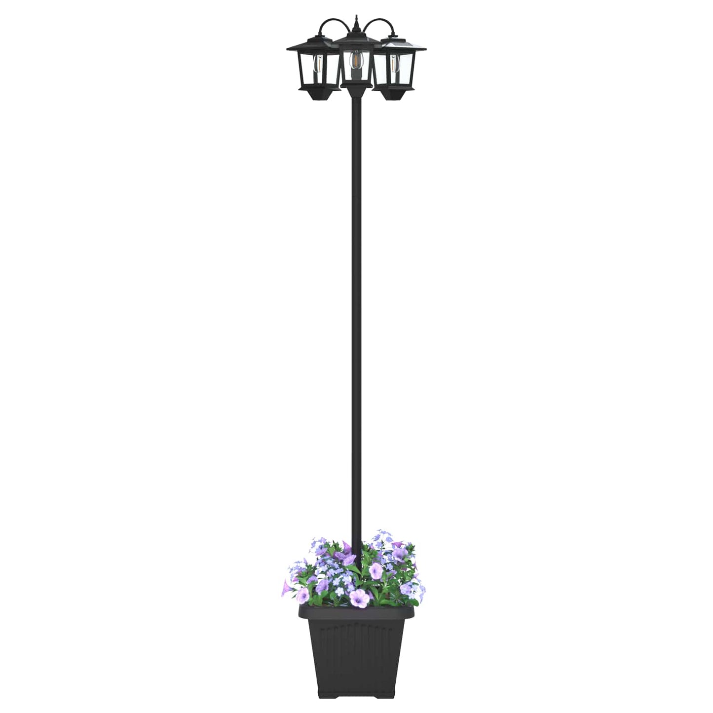 3-hodet lampepost med plantekasse Svart 32 x 32 x 188 cm