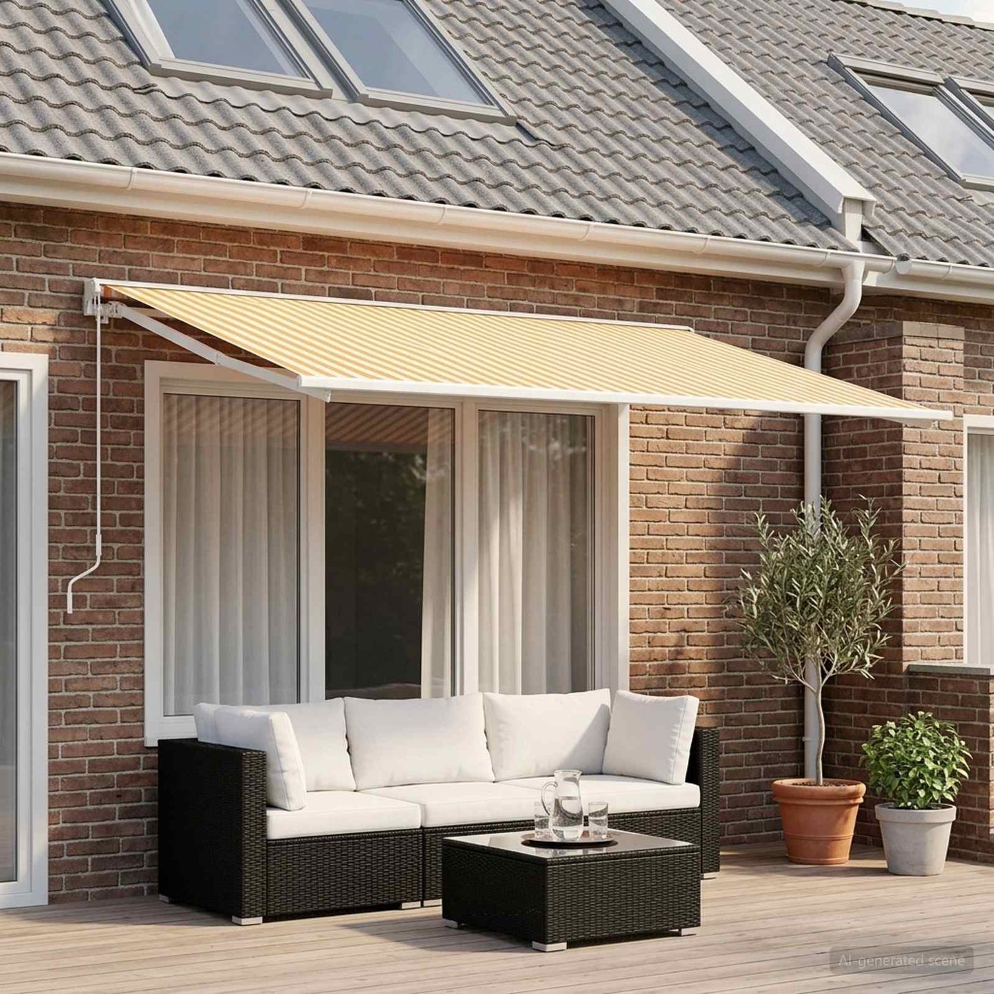 Reserveduk til markise Gul og hvit 350 x 200 cm Polyester