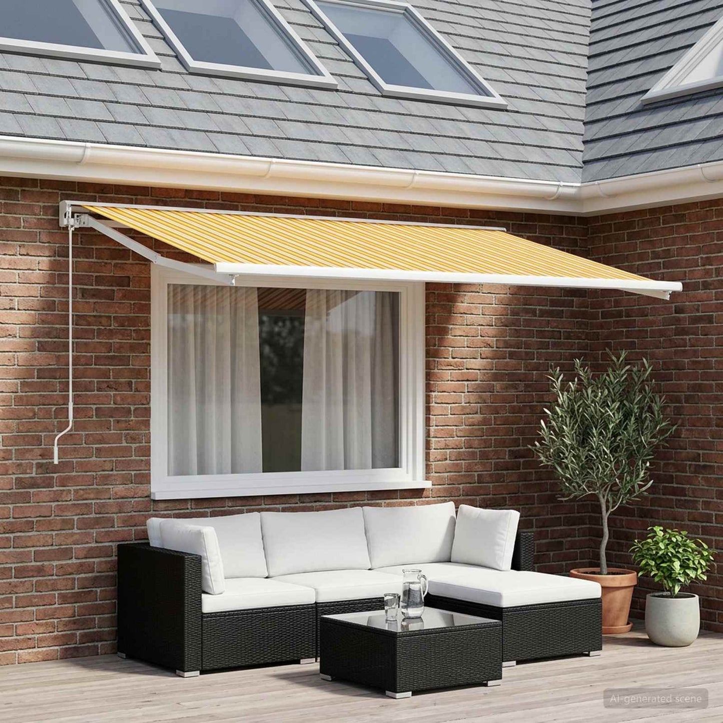 Reserveduk til markise Oransje og Svart 300 x 200 cm Polyester