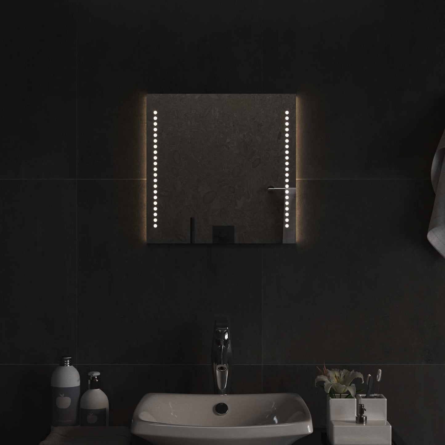 LED Badevindu med speil Gjennomsiktig 40 x 40 cm herdet glass