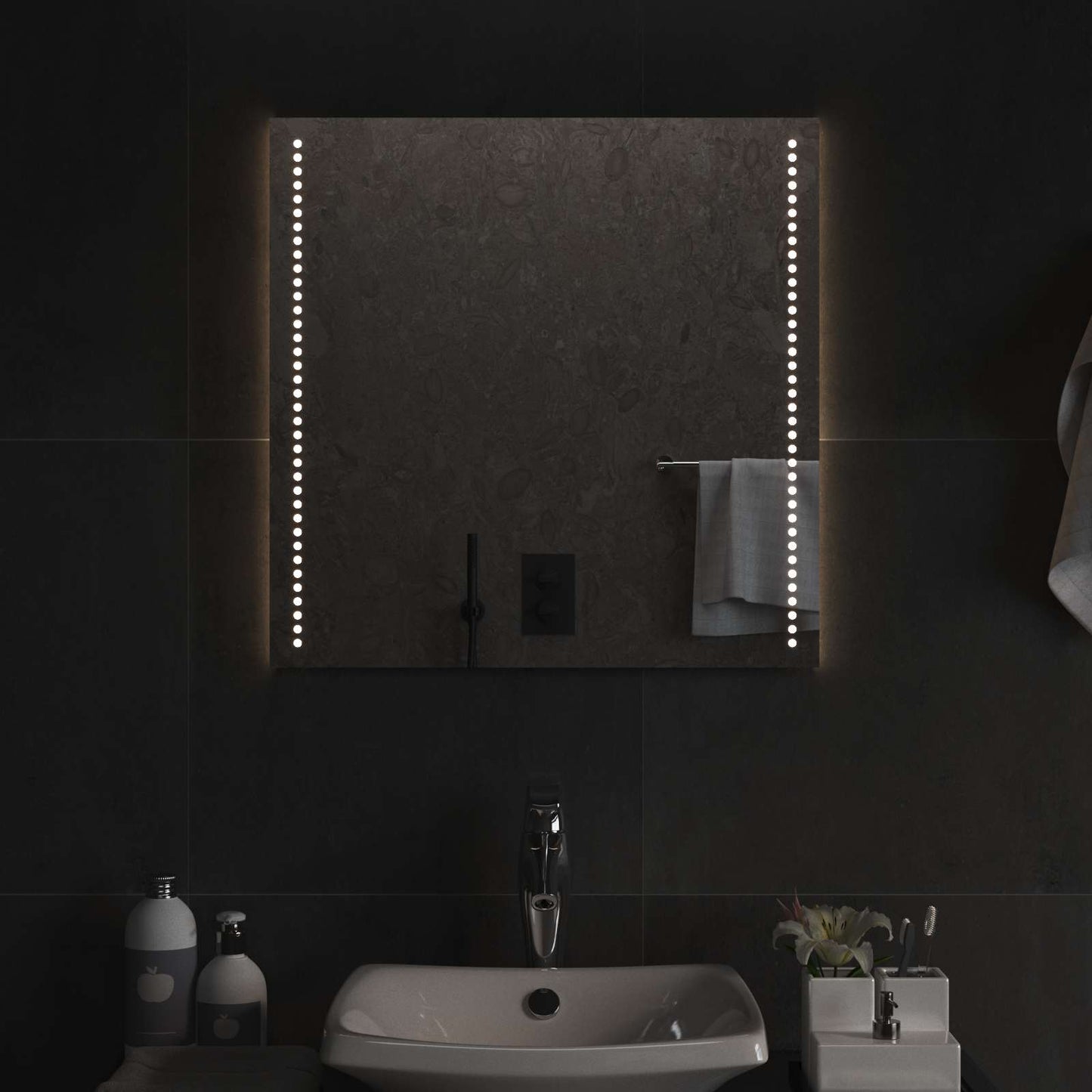 LED Badevindu med speil Gjennomsiktig 60 x 60 cm herdet glass