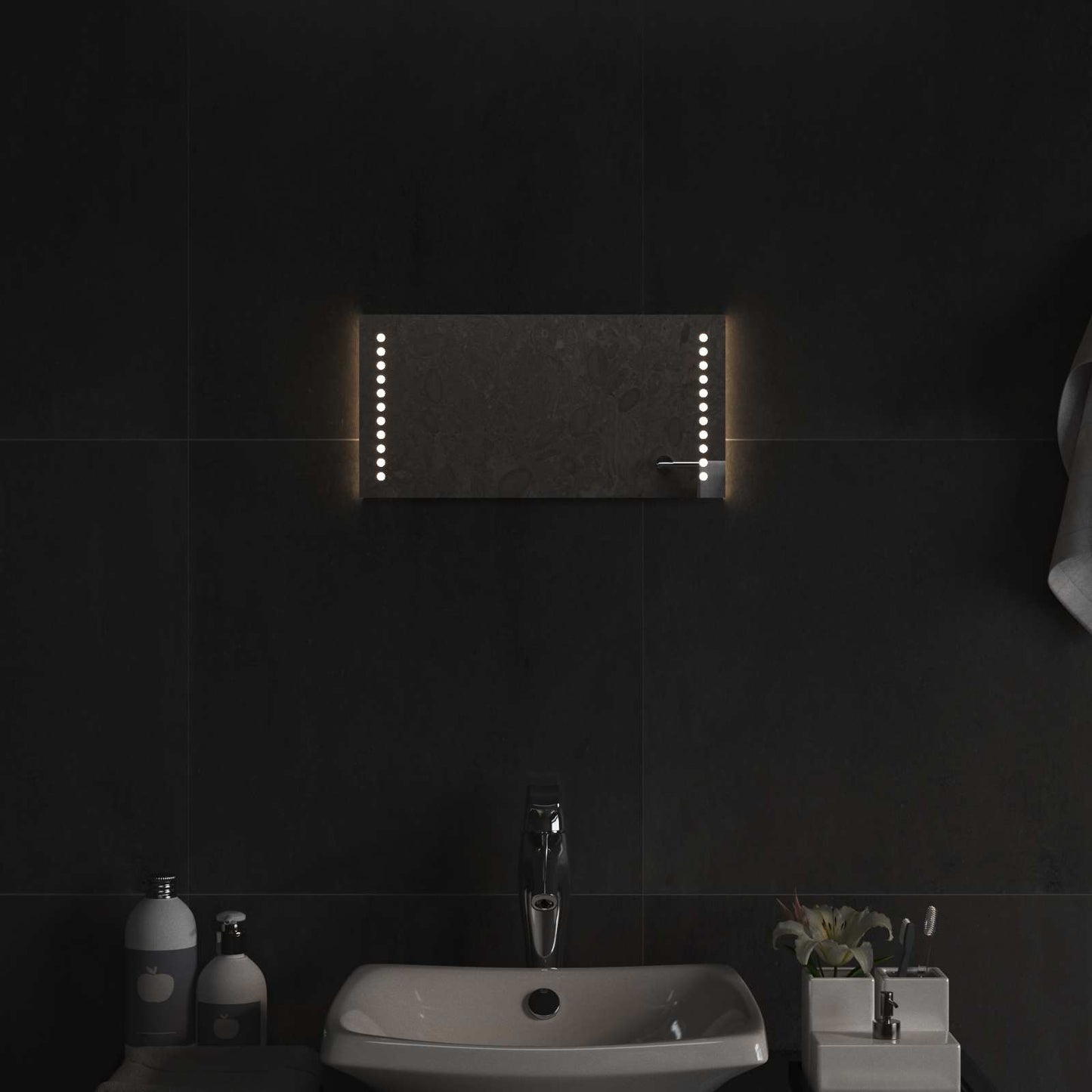 LED Badevindu Gjennomsiktig 40 x 20 cm herdet glass Rektangulær
