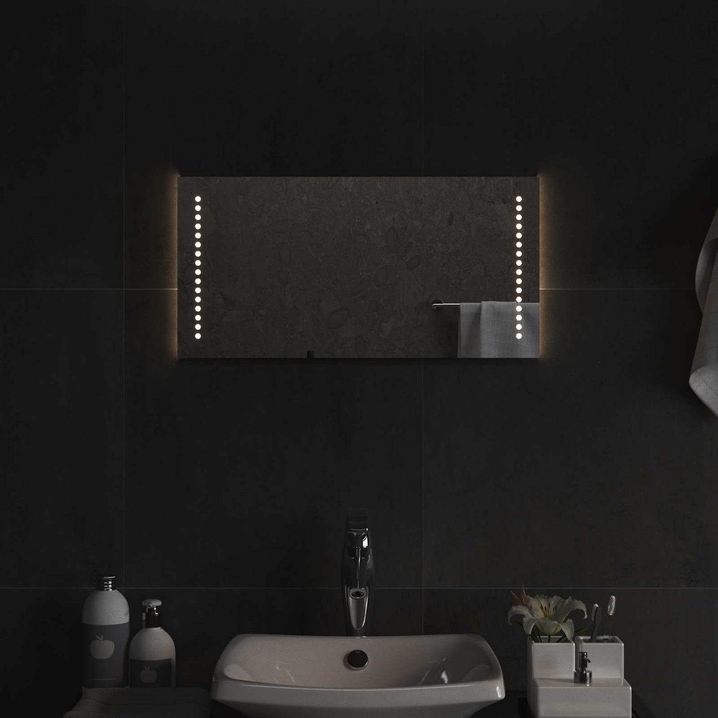 LED Badevindu Gjennomsiktig 60 x 30 cm herdet glass Rektangulær