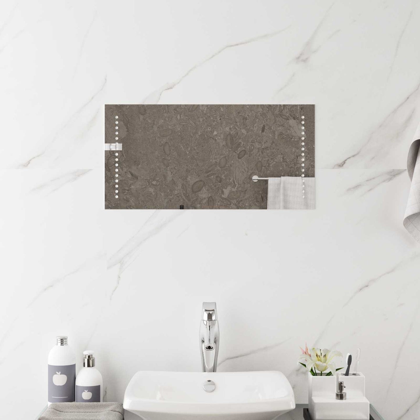 LED Badevindu Gjennomsiktig 60 x 30 cm herdet glass Rektangulær