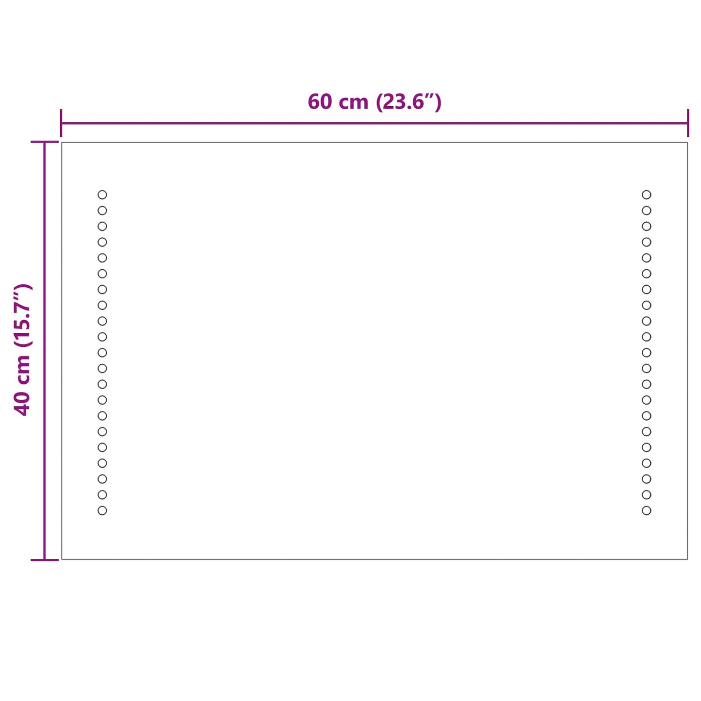 LED Badevindu Gjennomsiktig 60 x 40 cm herdet glass Rektangulær