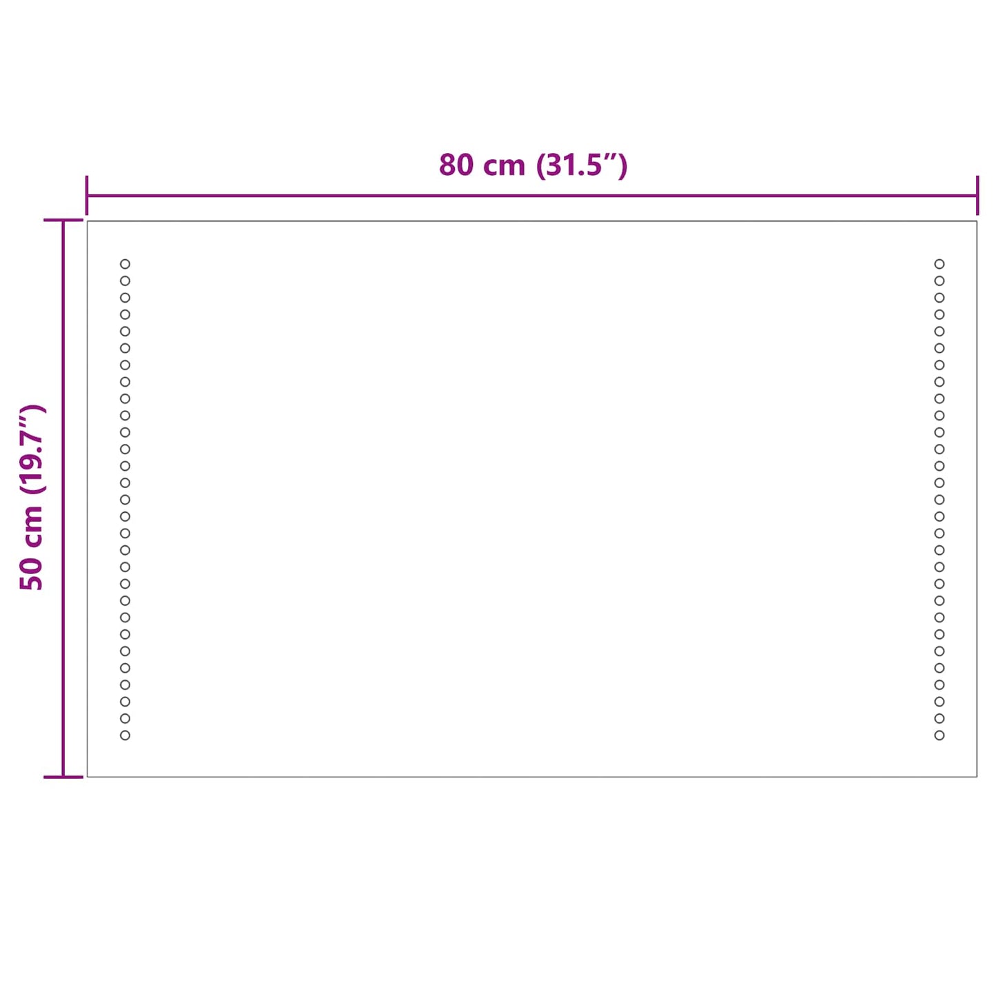 LED Badevindu Gjennomsiktig 80 x 50 cm herdet glass Rektangulær