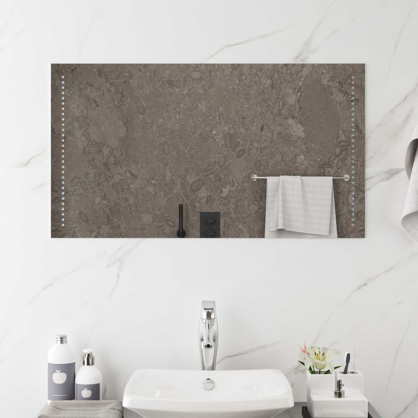 LED Badevindu Gjennomsiktig 90 x 50 cm herdet glass Rektangulær